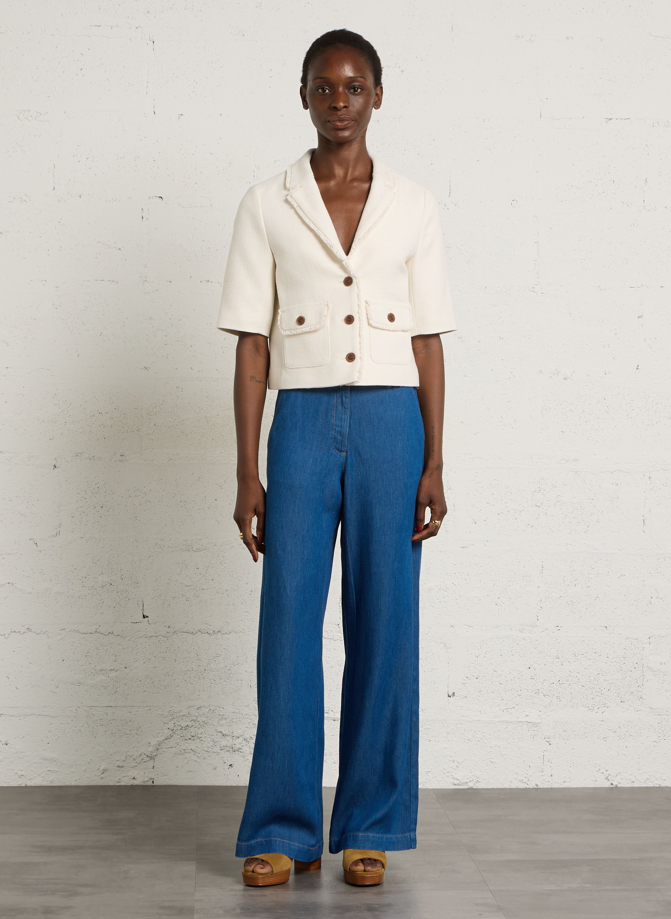 Straight cotton-blend pants MAISON 123 Blue