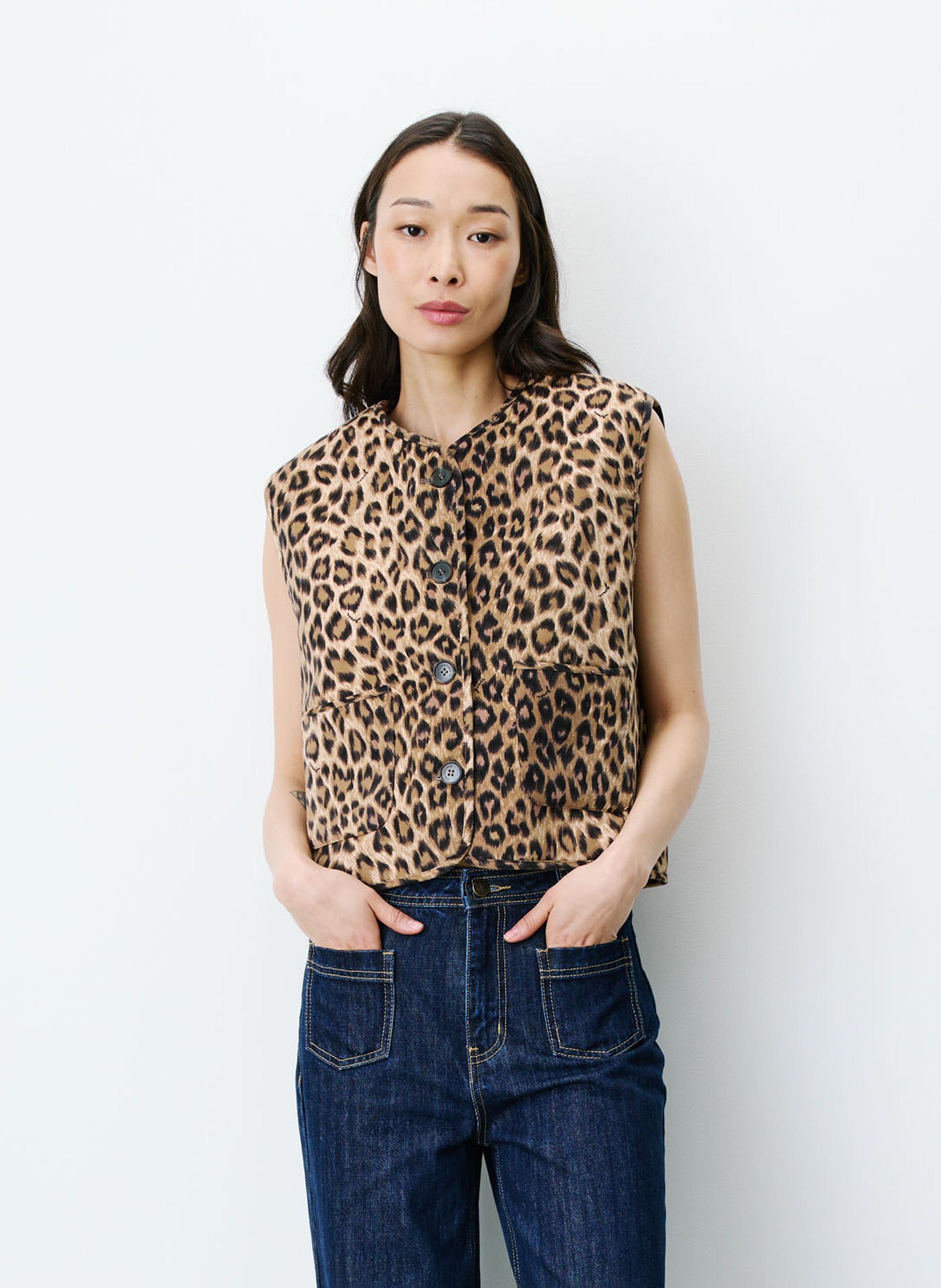 Veste sans manches réversible en coton GRACE ET MILA Marron