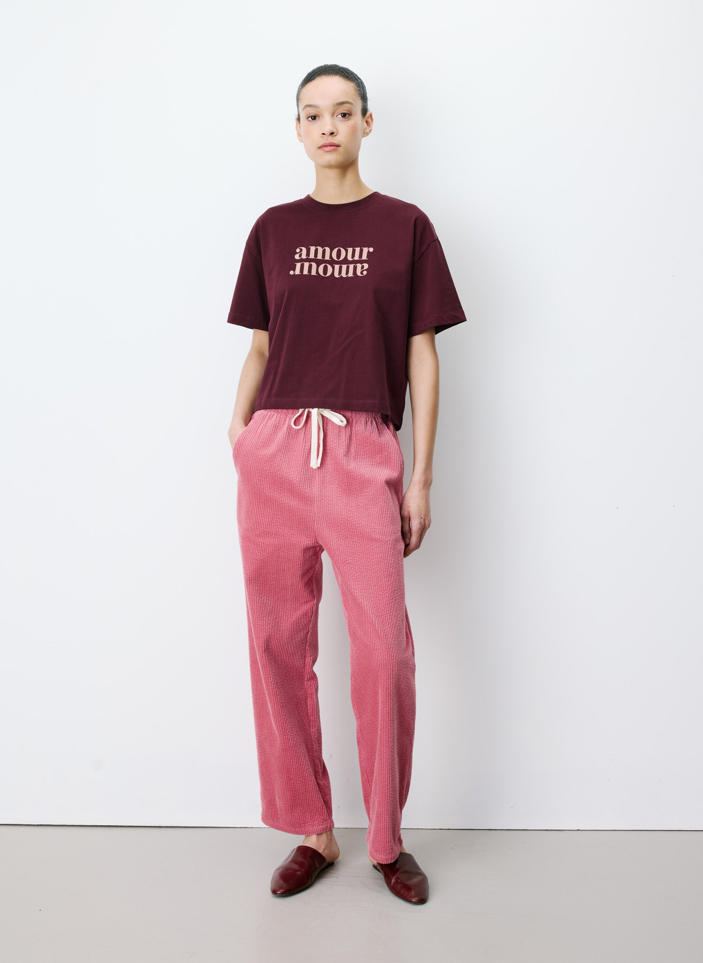 Straight pleated cotton pants GRACE ET MILA Pink