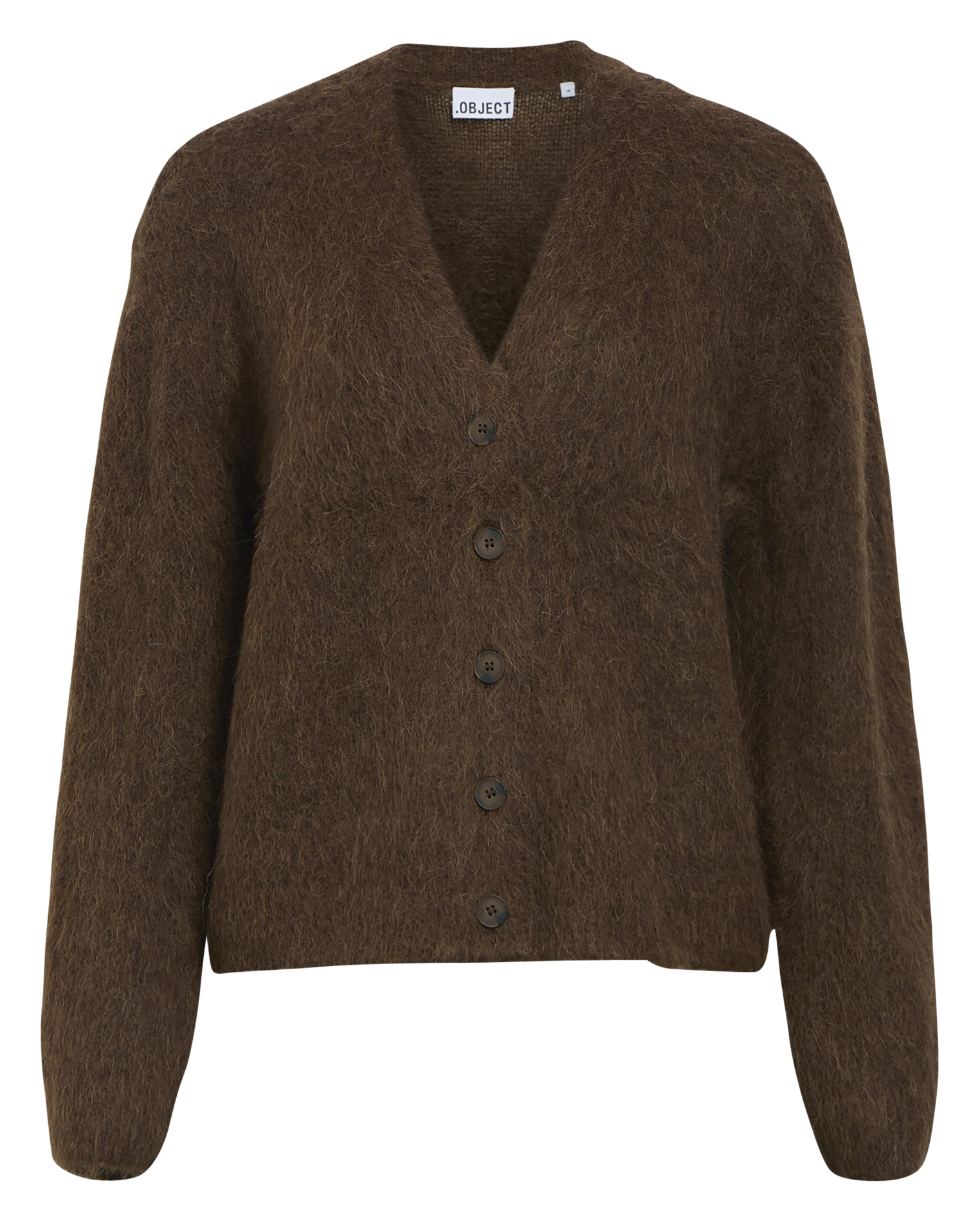 Gilet boutonné en alpaga et laine mélangés OBJECT Marron