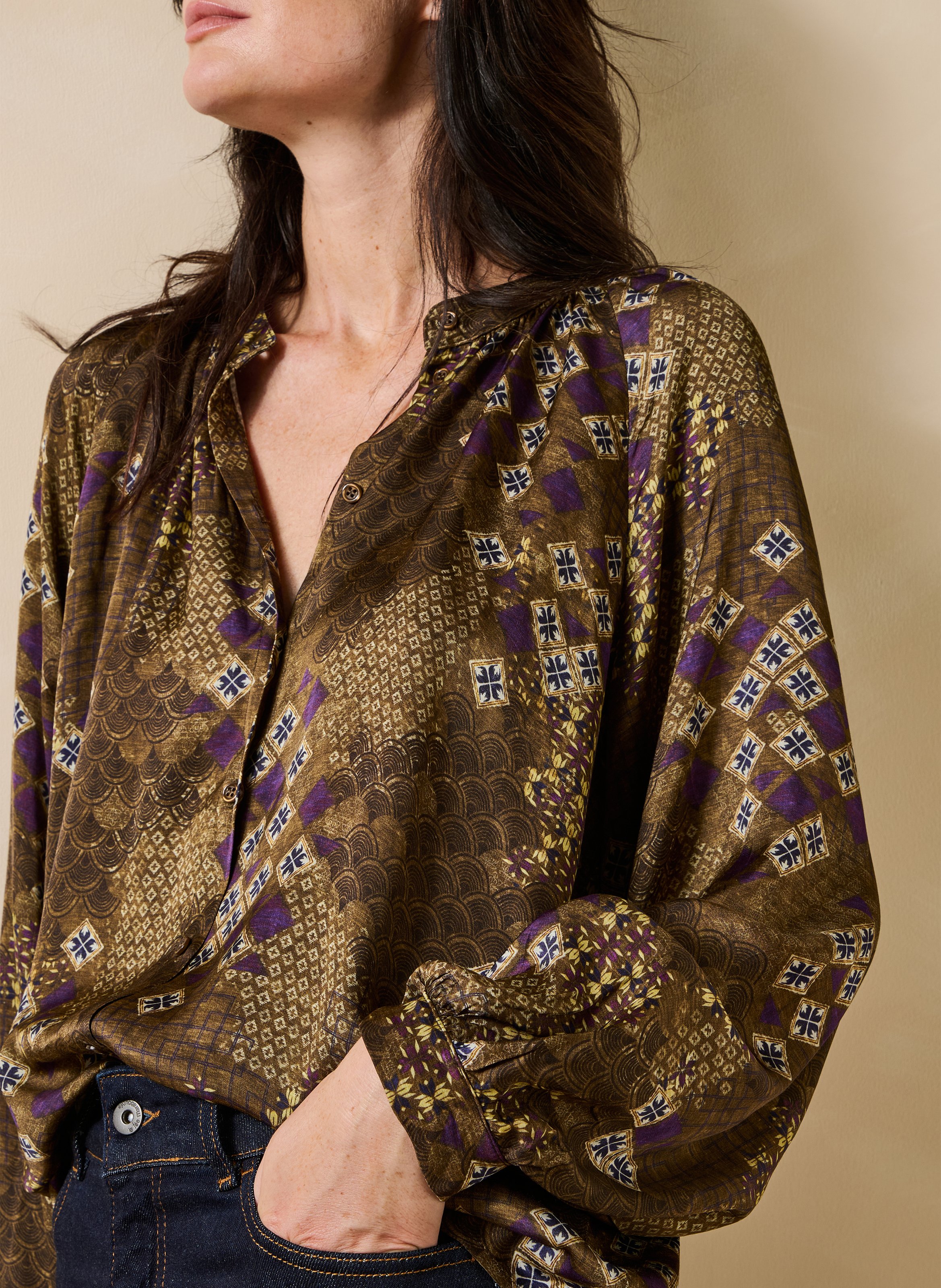 Chemise col rond LA FEE MARABOUTEE Multicolore