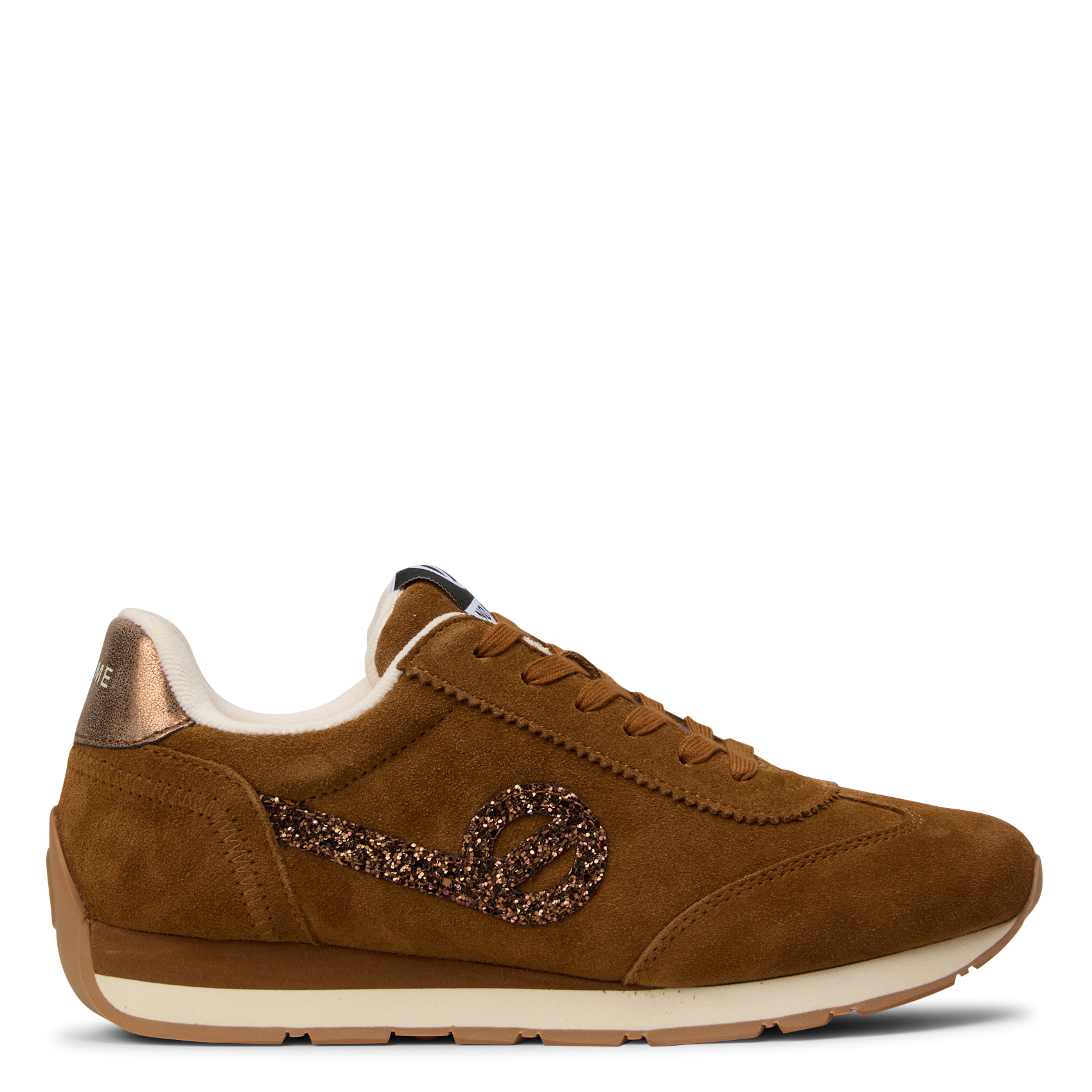 Sneakers van leer met pailletten NO NAME