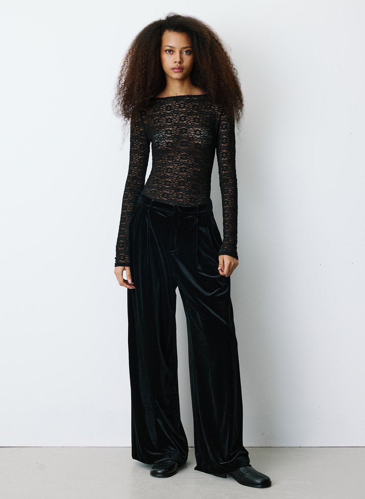 Body manches longues en dentelle GRACE ET MILA Noir