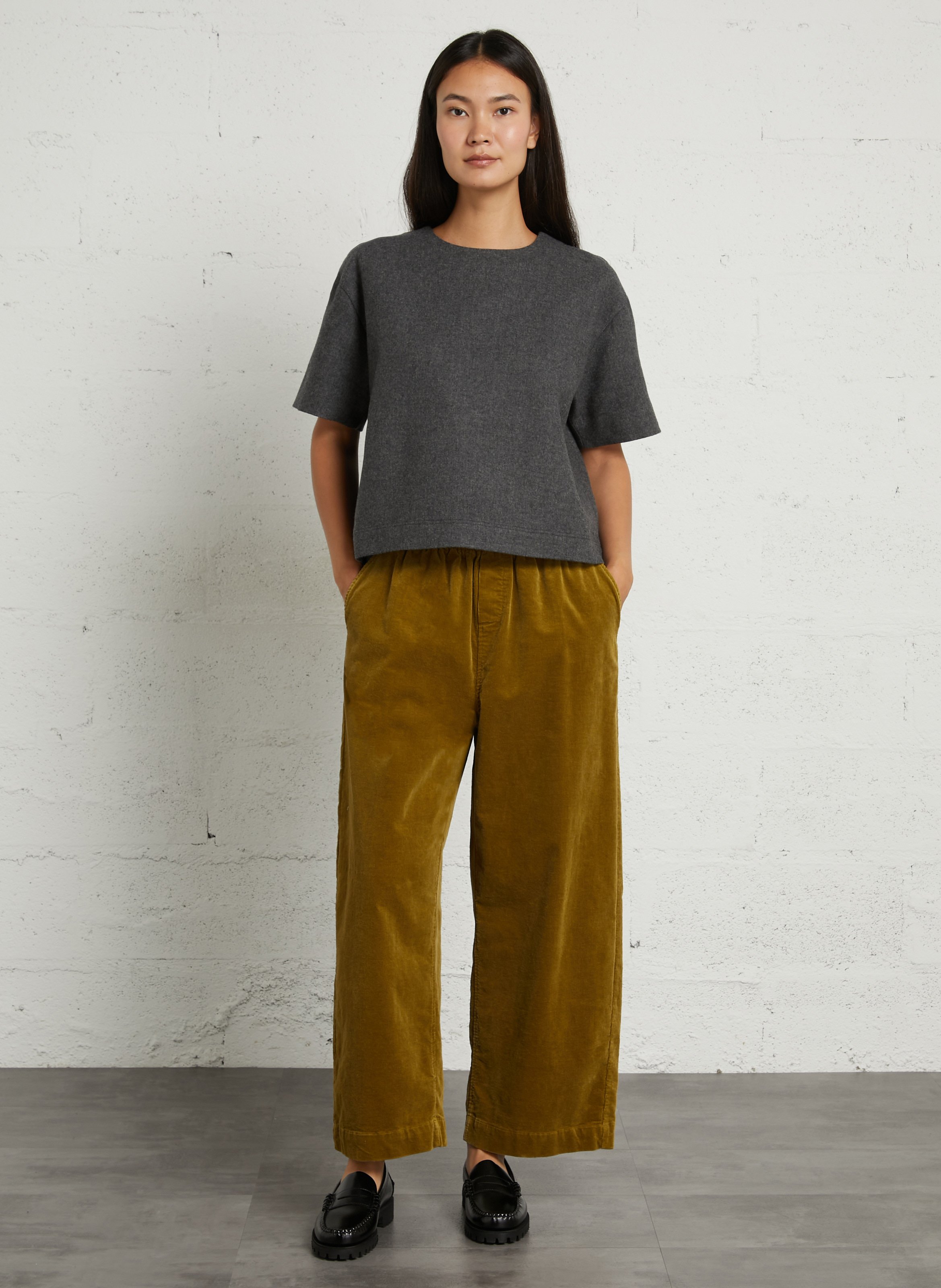 Short-sleeved wool blend top BELLEPIECE Grey