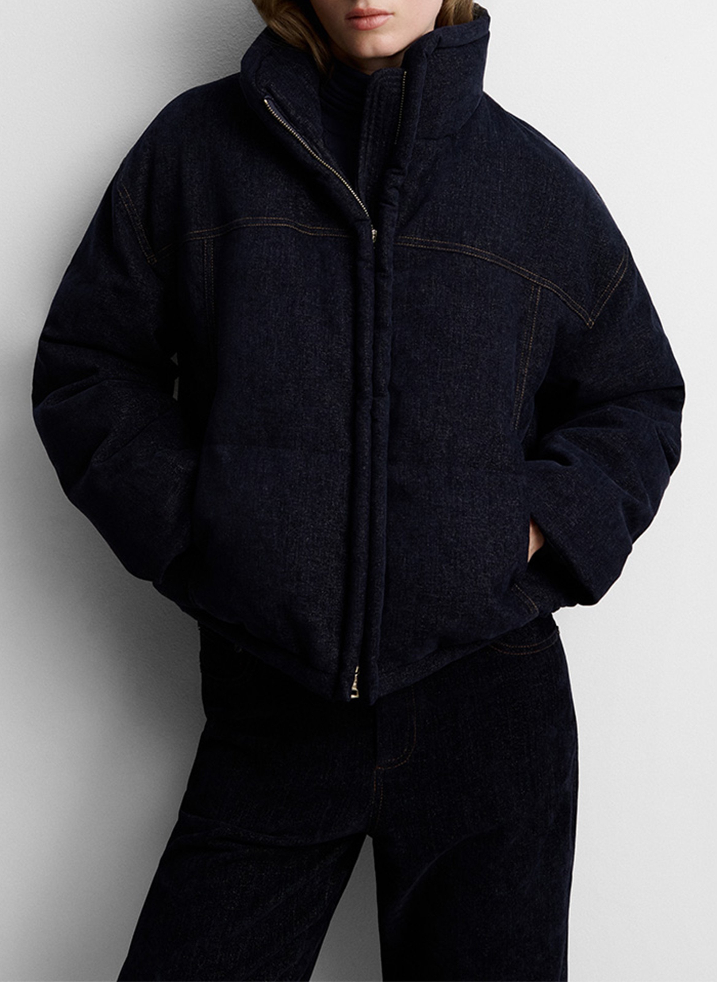 Oversize-Daunenjacke aus Denim SIMORRA Blau