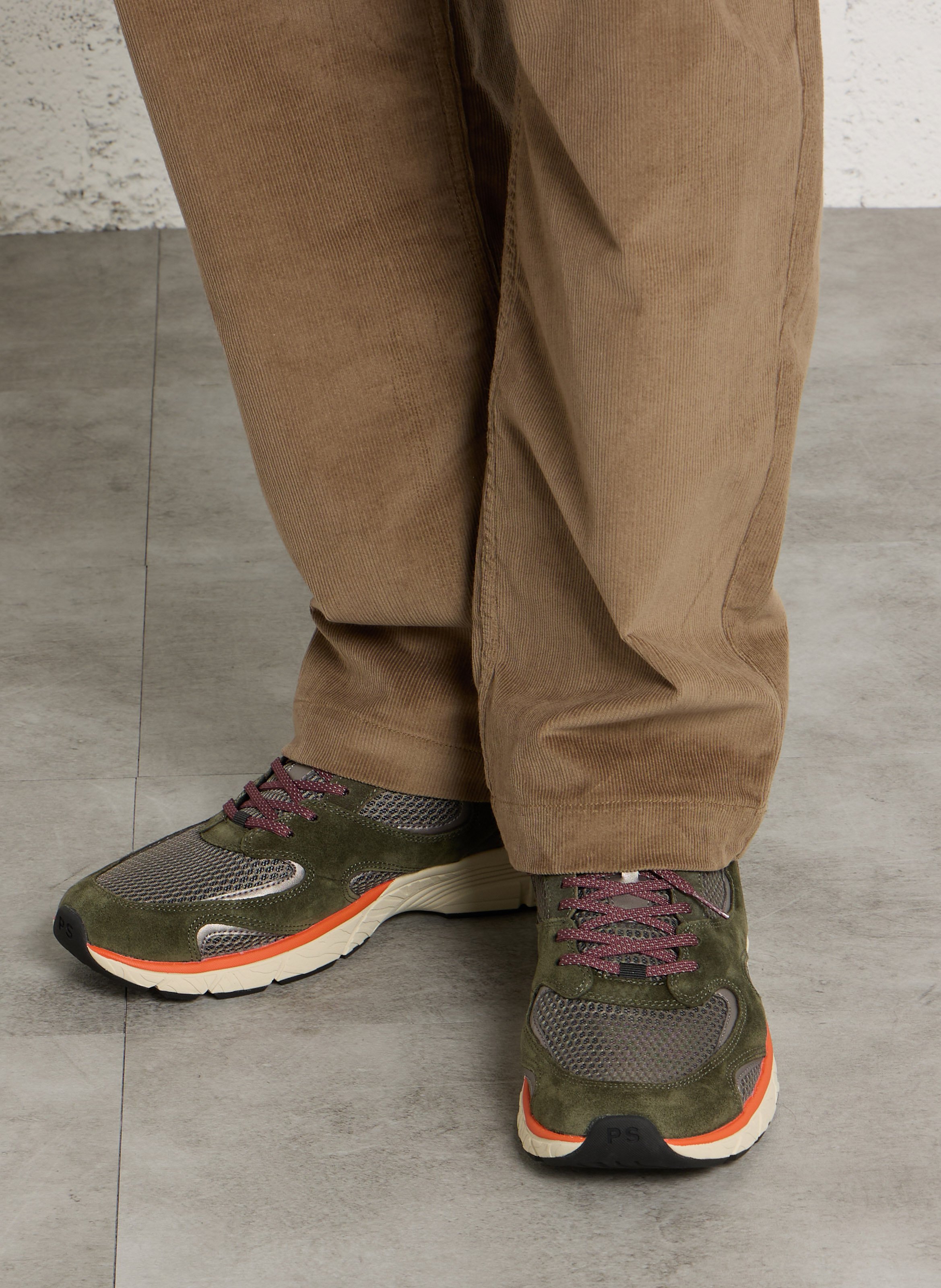 Baskets basses en cuir mélangé PAUL SMITH Kaki