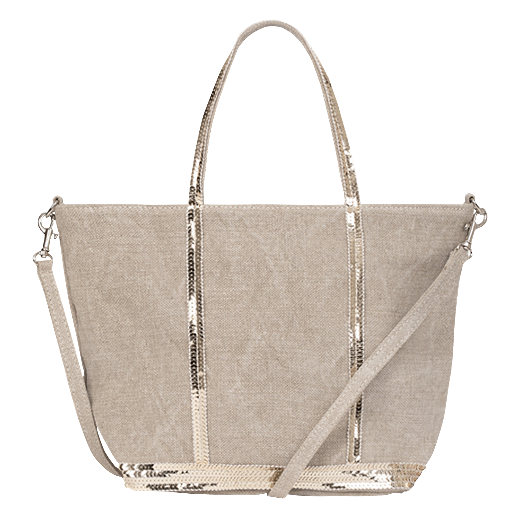 Sequined linen tote bag - small size Sable Vanessa Bruno