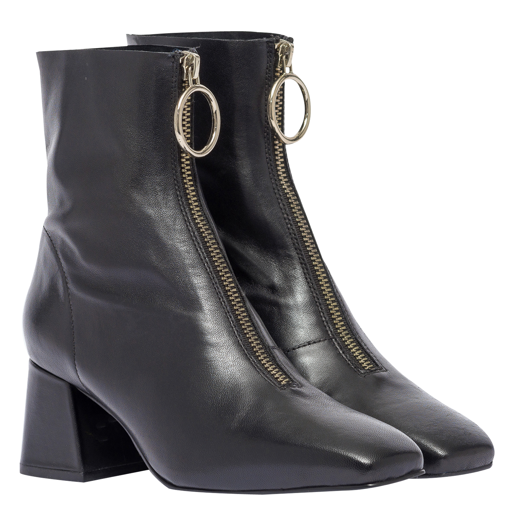 Boots en cuir lisse avec zip sur l'avant BOCAGE Noir