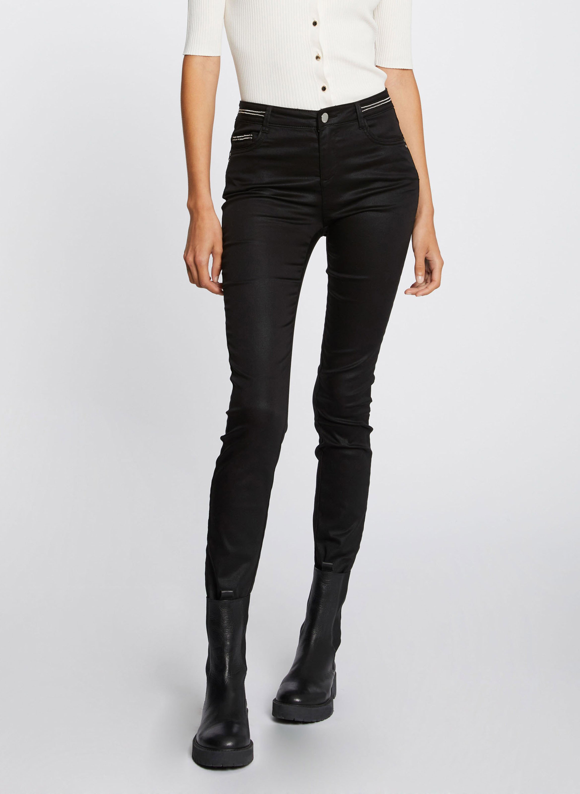 Gecoate, slim-fit broek MORGAN Zwart