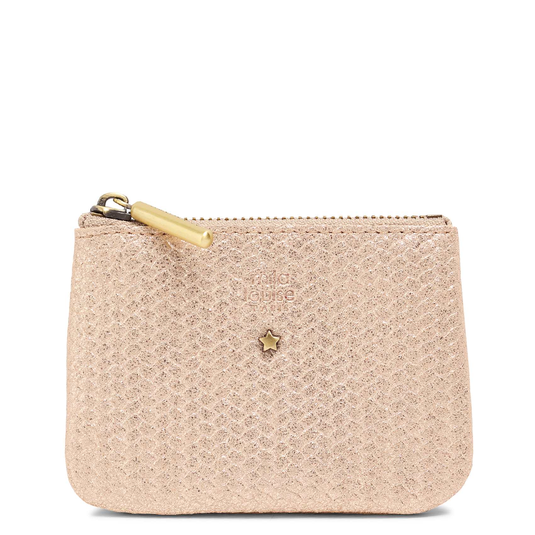 Porte-monnaie zippé en cuir métallisé MILA LOUISE Rose