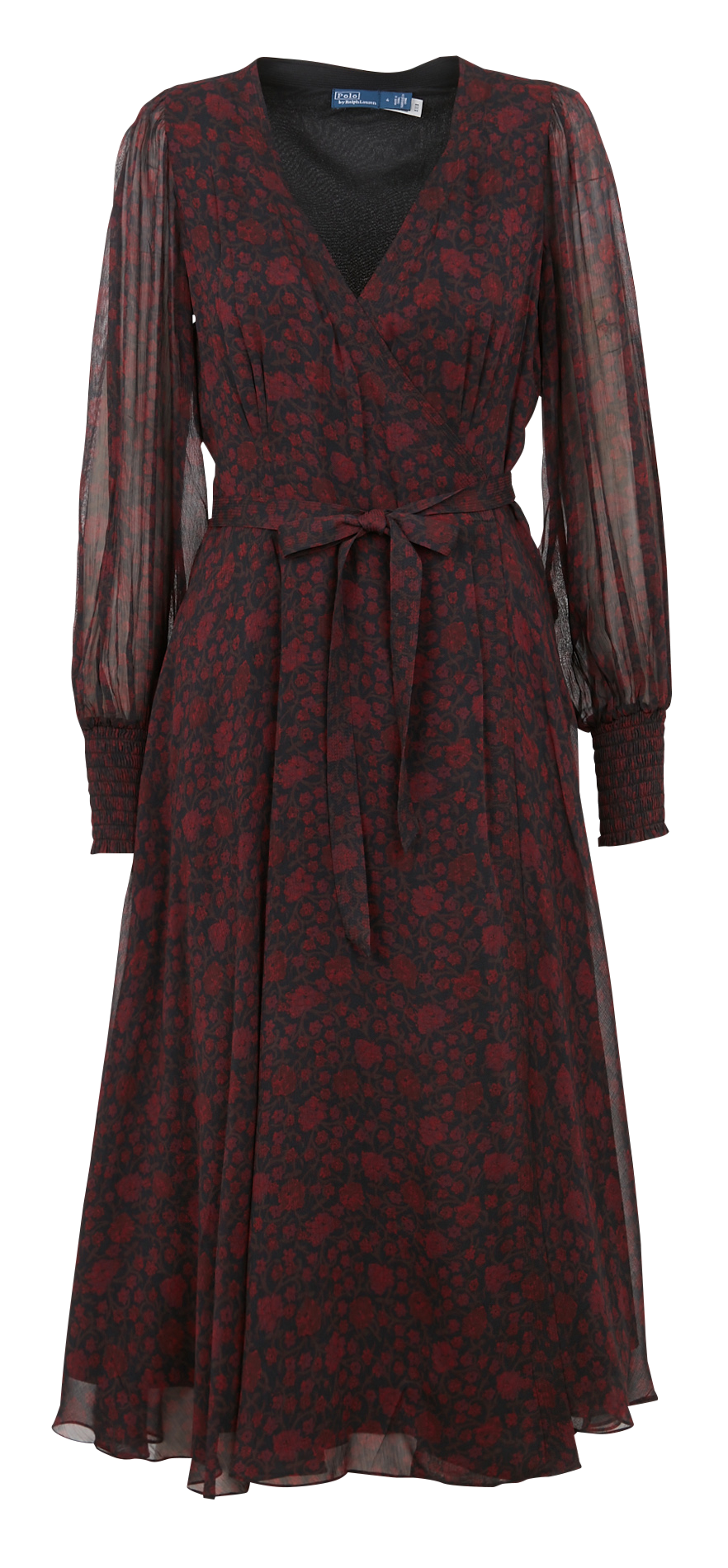 Robe midi portefeuille imprimée fleuri  POLO RALPH LAUREN Noir