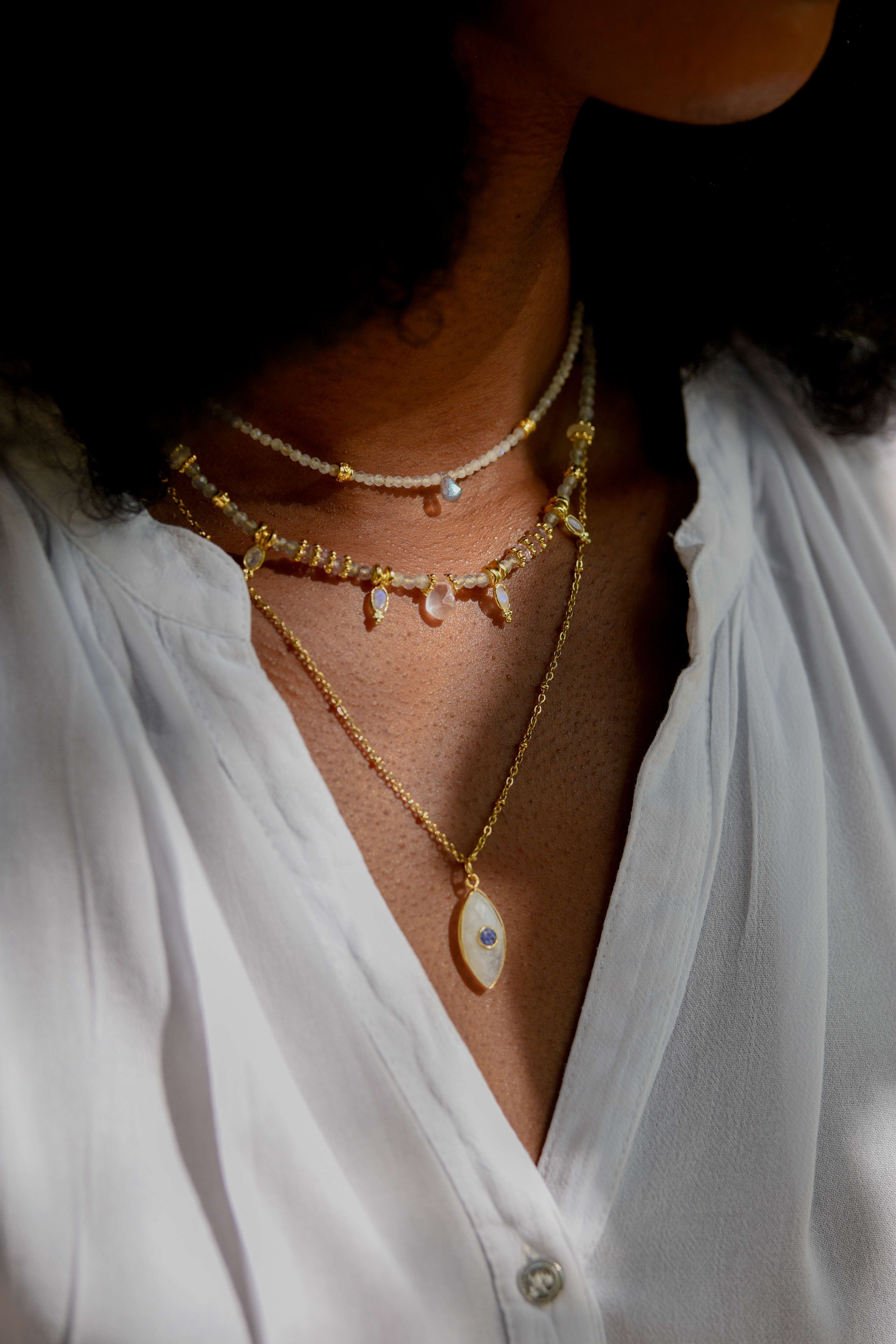 Moonstone and amethyst necklace GINANDGER Multicolored