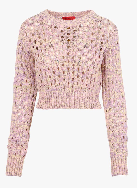 Pull en grosse maille ajourée Satira Rose Femme Place
