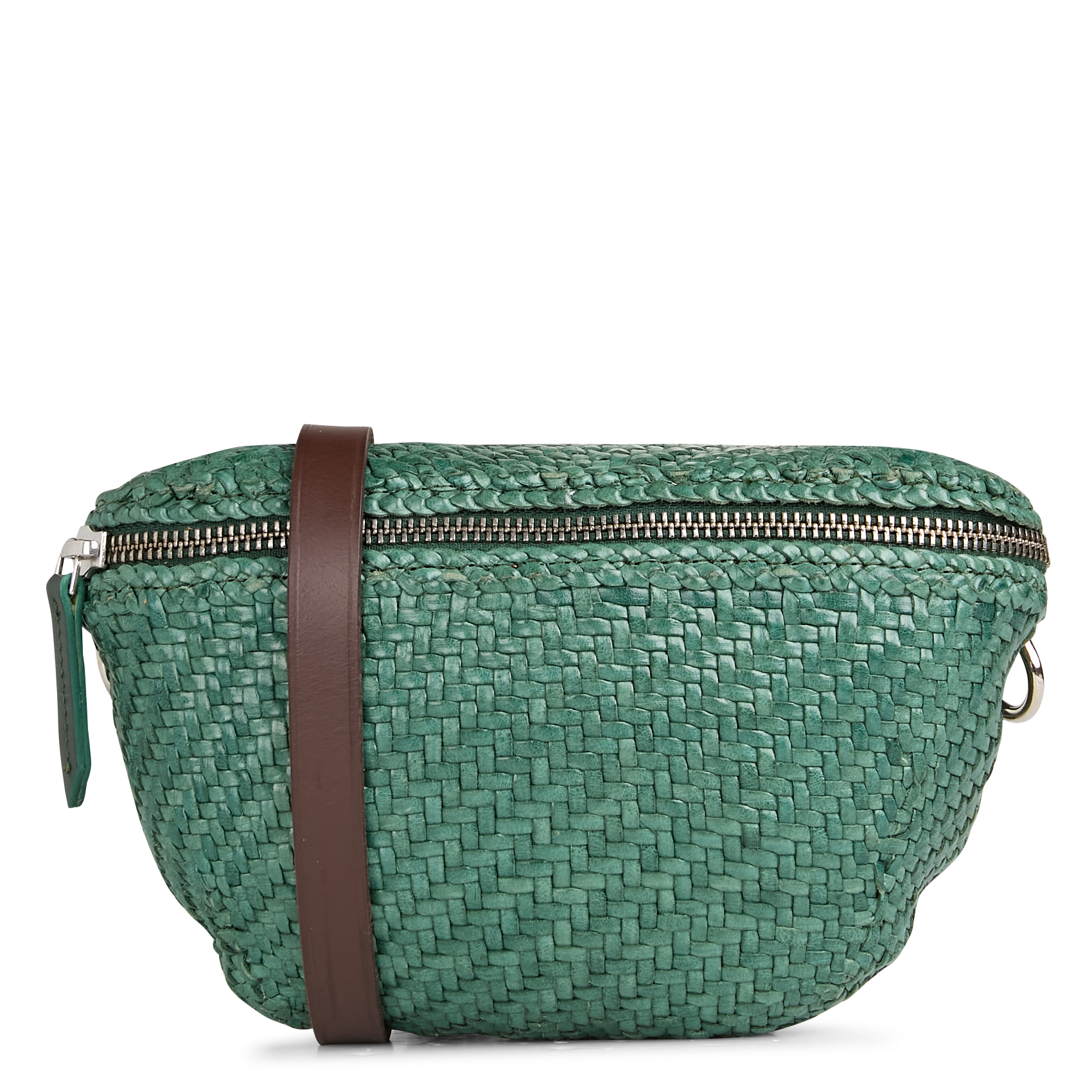 Sac banane en cuir tressé DRAGON DIFFUSION Vert