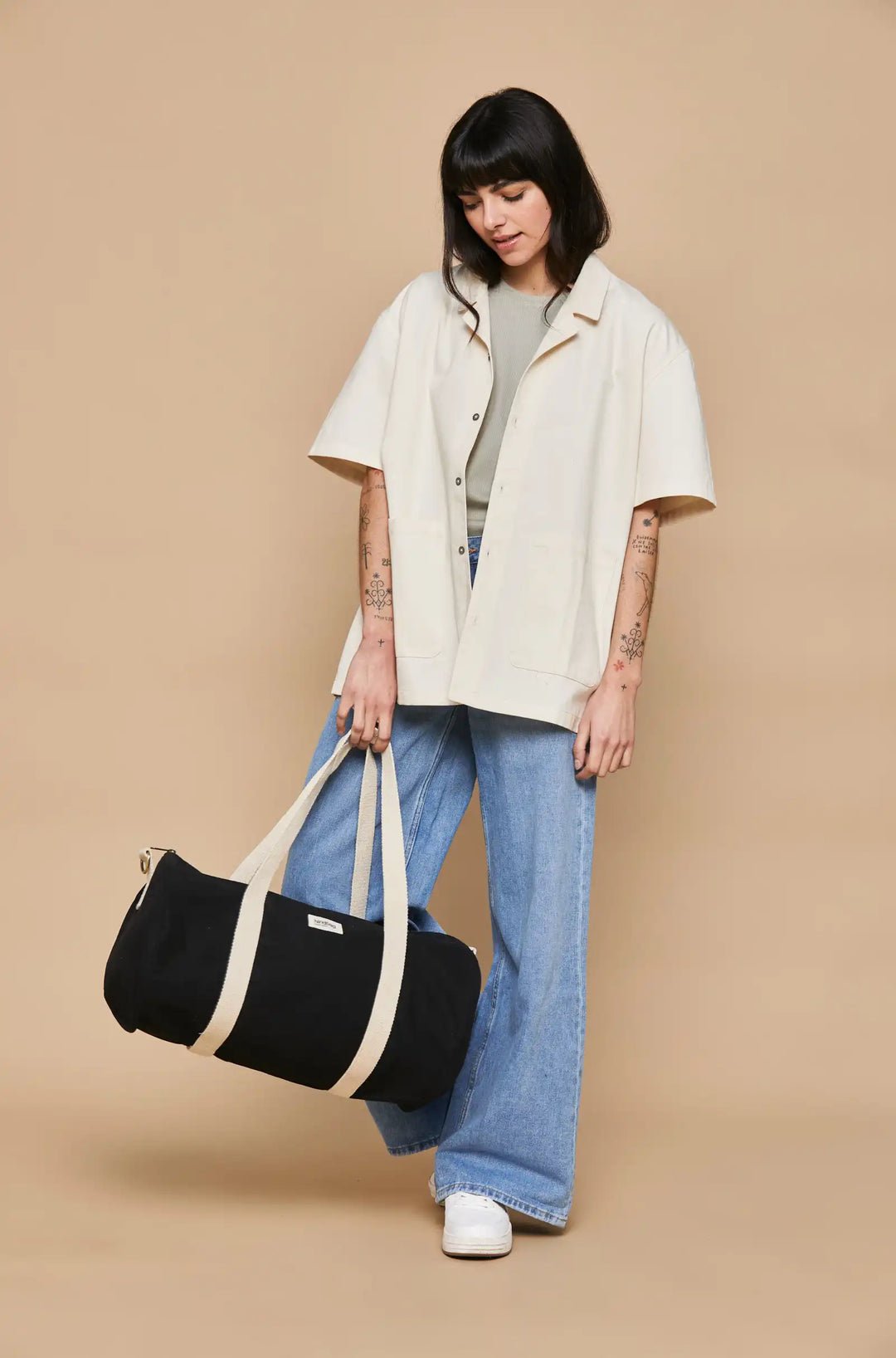 Cotton weekend bag HINDBAG Black