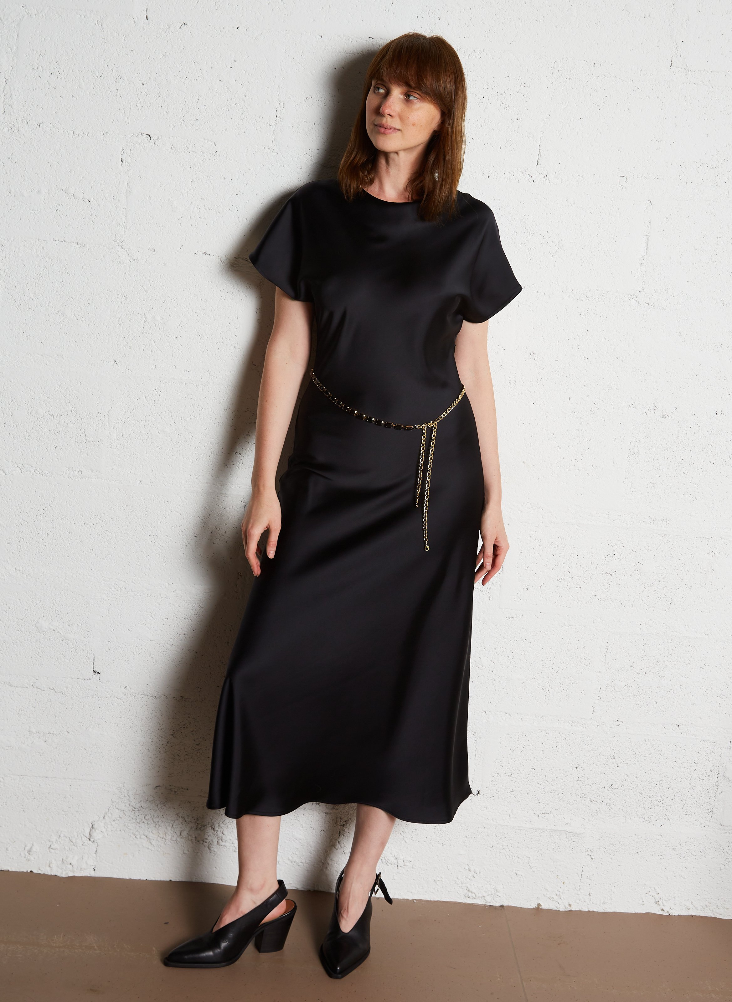 Long fitted round-neck dress IMPERIAL Black