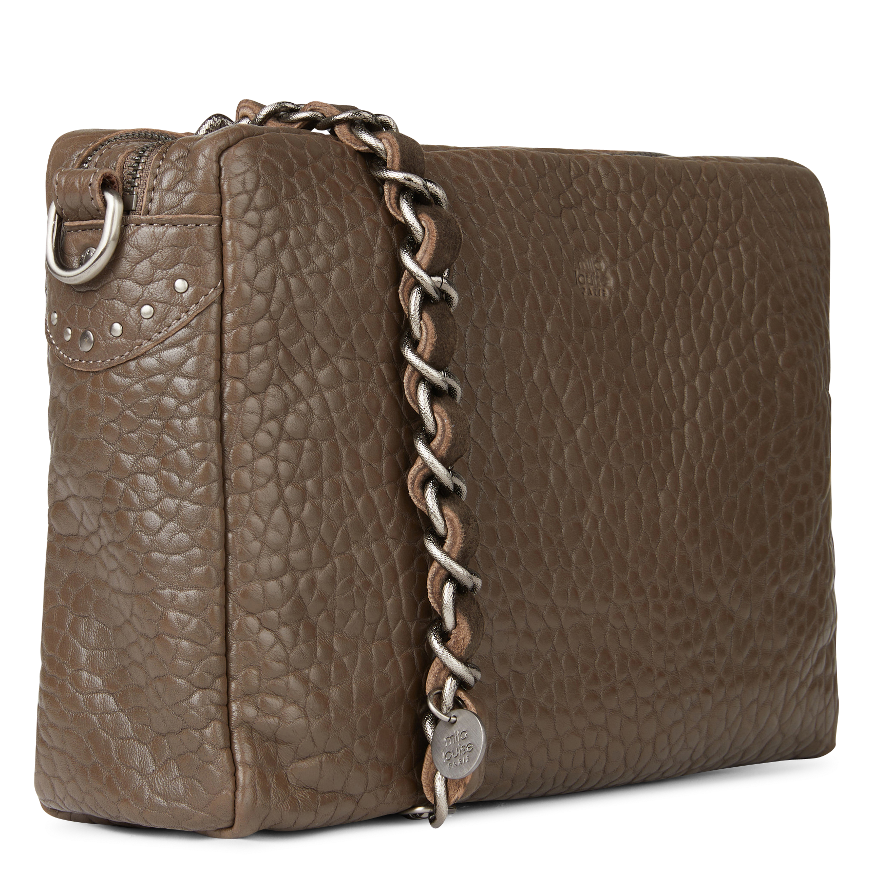 Leren handtas MILA LOUISE Grijs