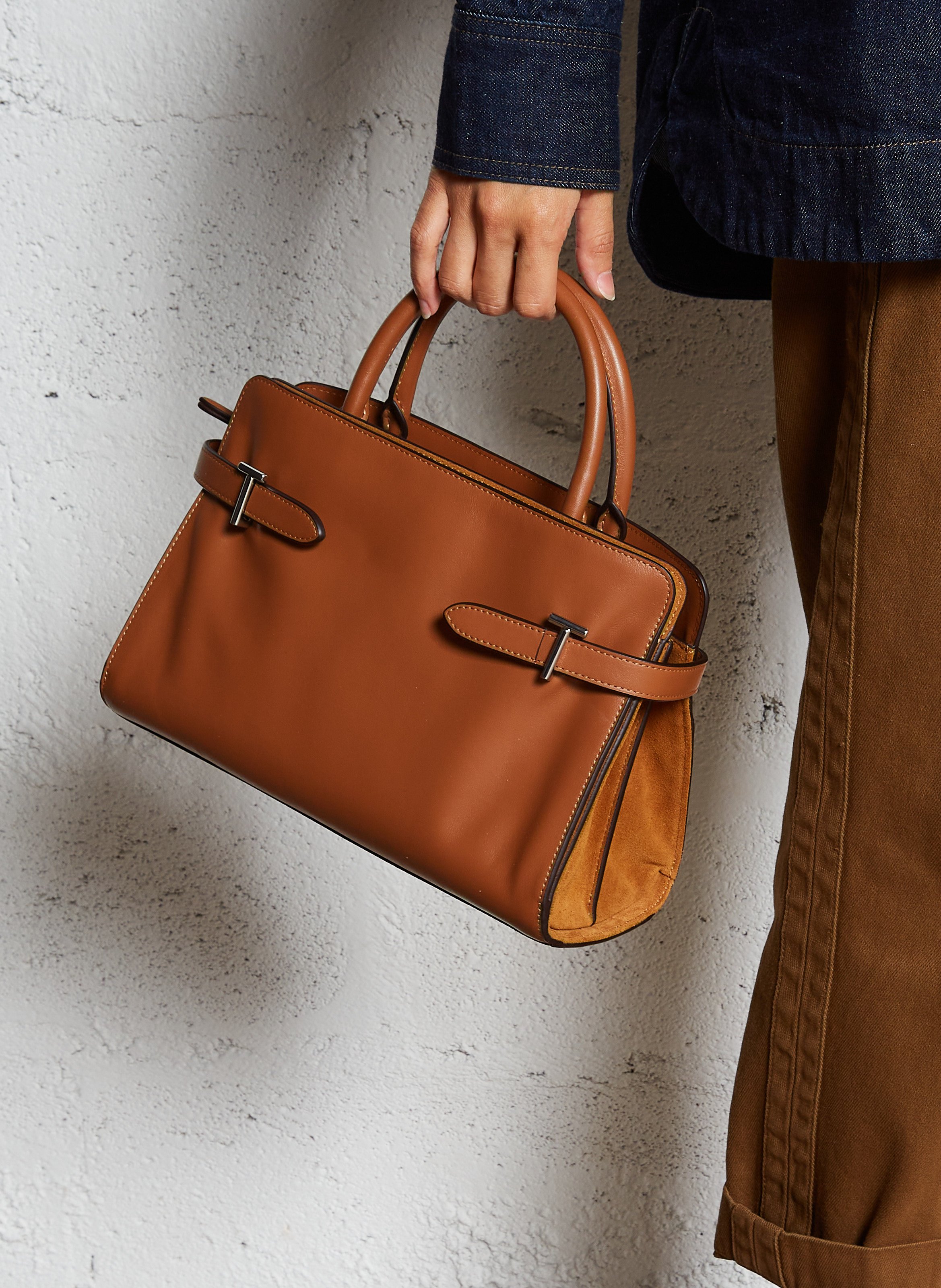 Sac à main moyen en cuir  LE TANNEUR Marron