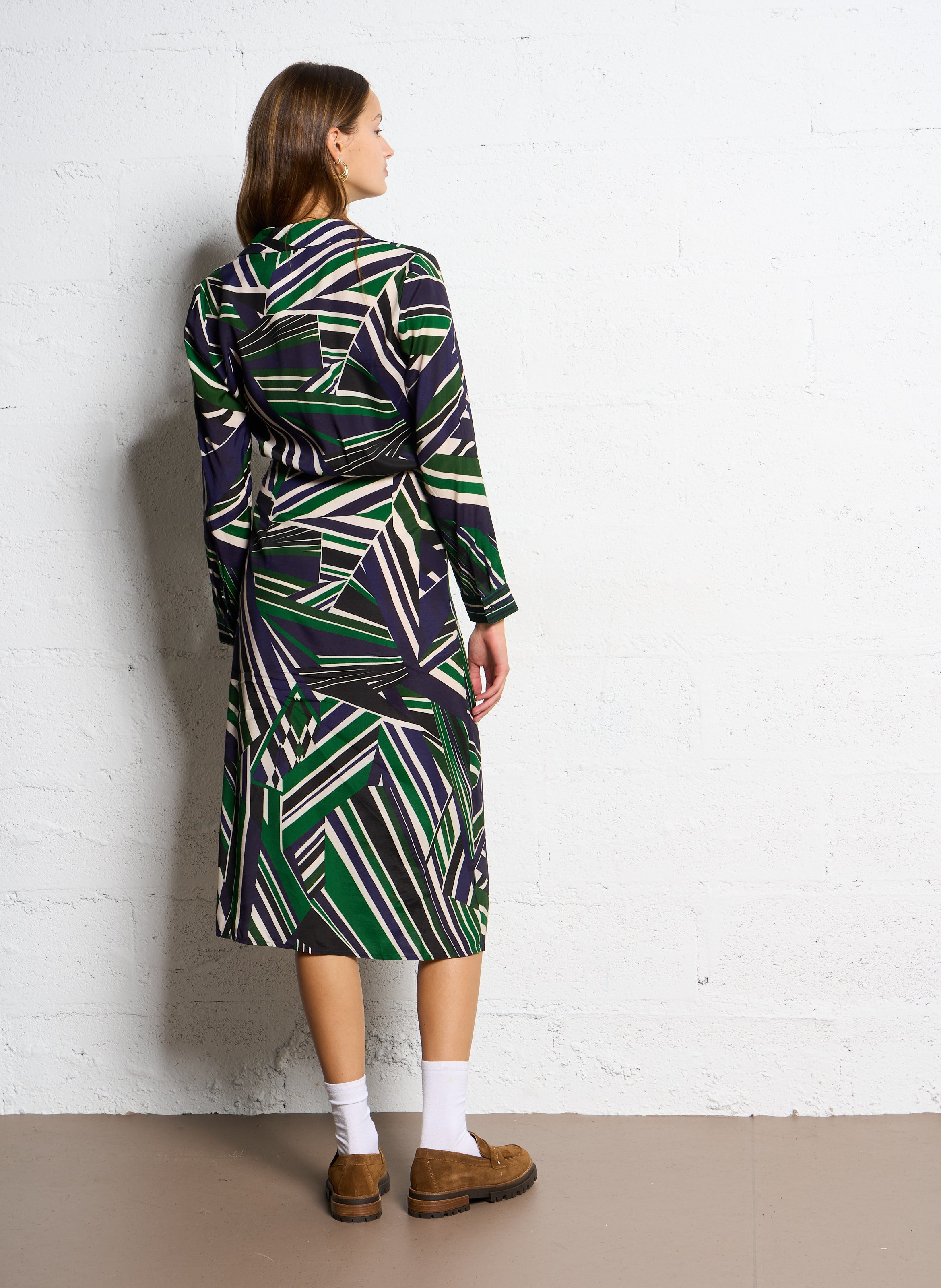 Lange jurk met overhemdkraagje en print LA PETITE ETOILE Veelkleurig