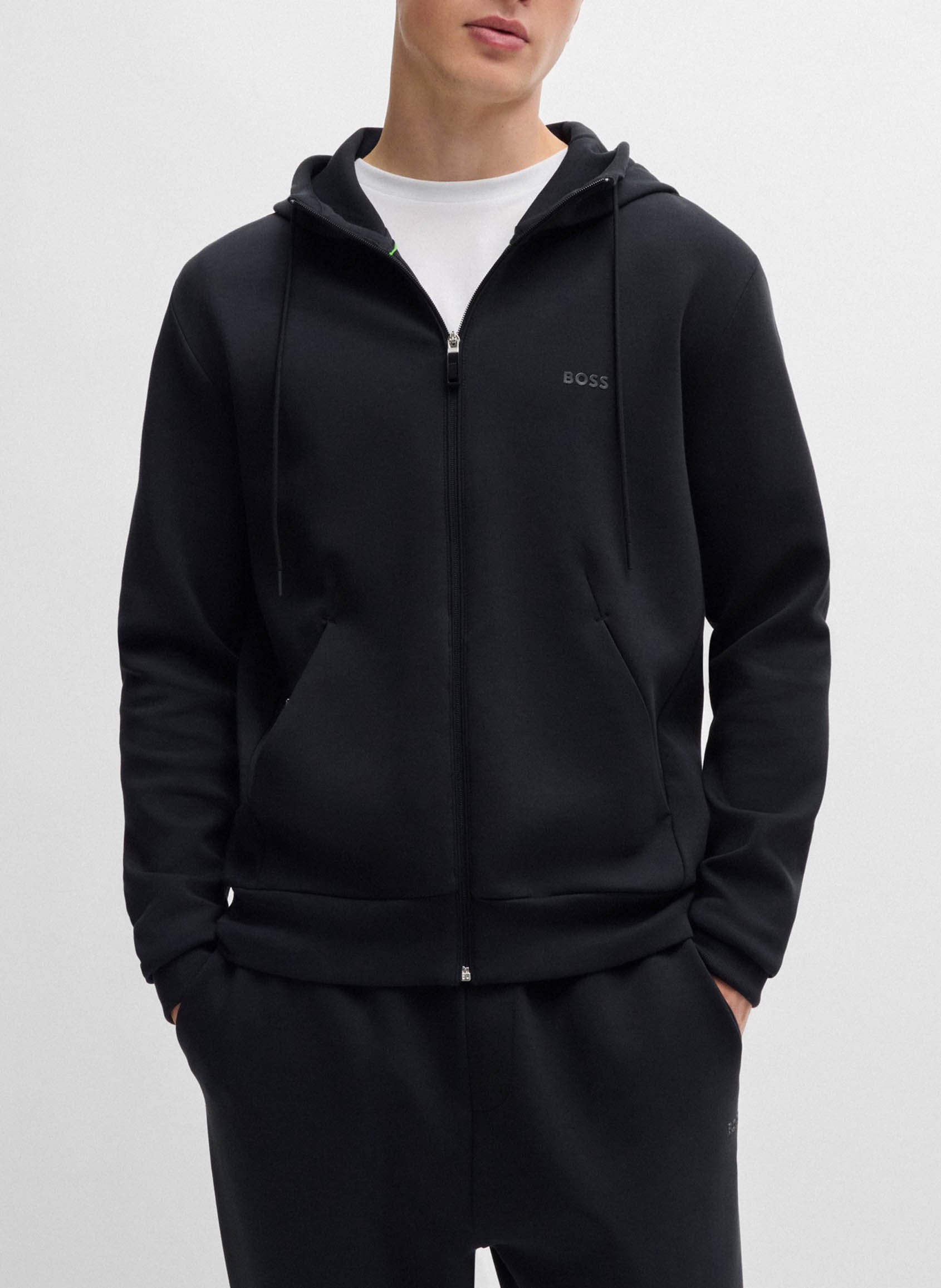 Cotton hooded sweatshirt with zip BOSS Blue