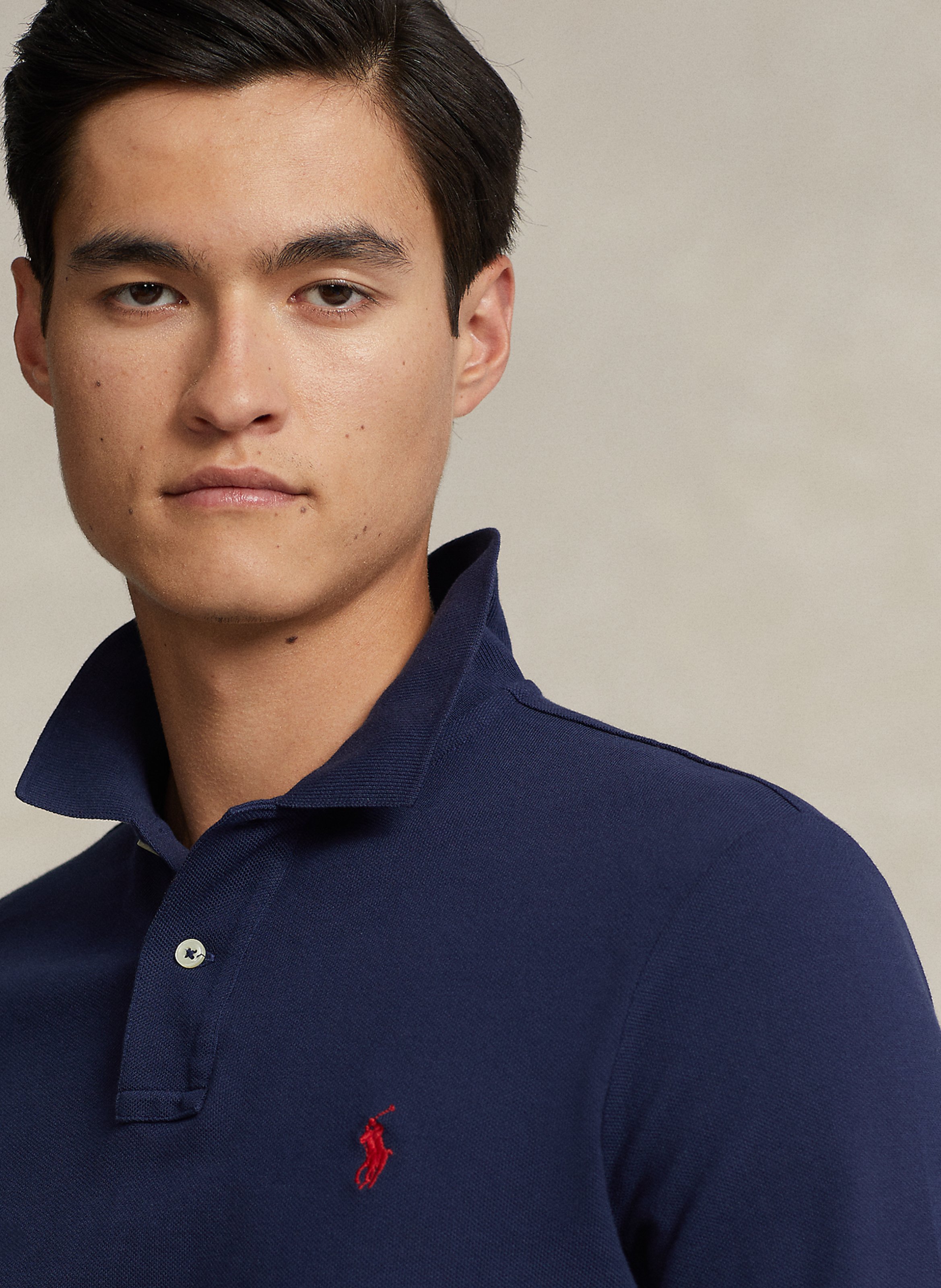 Polo manches longues regular-fit en piqué de coton POLO RALPH LAUREN Bleu