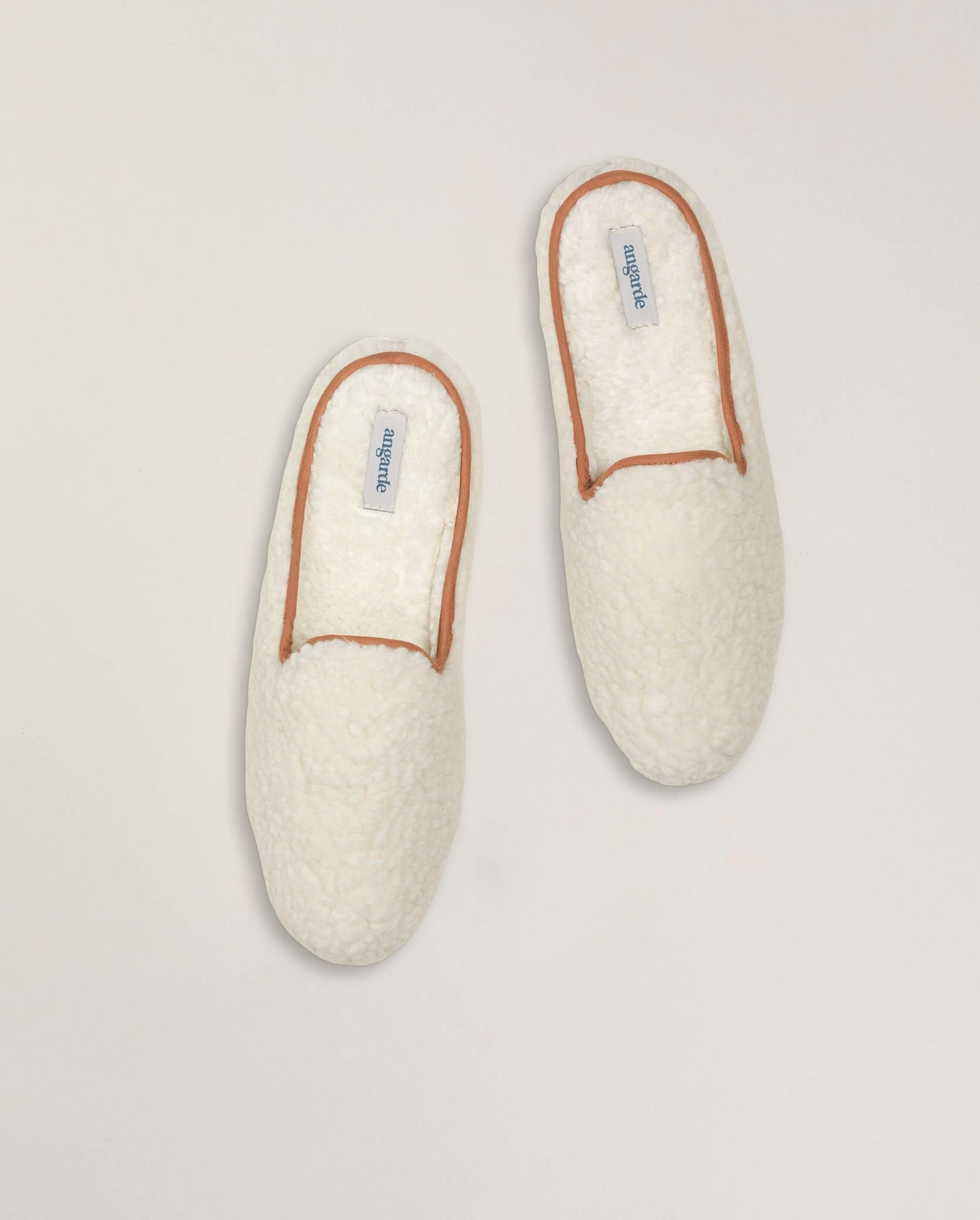 Men's wool bouclé mule, white camel ANGARDE White
