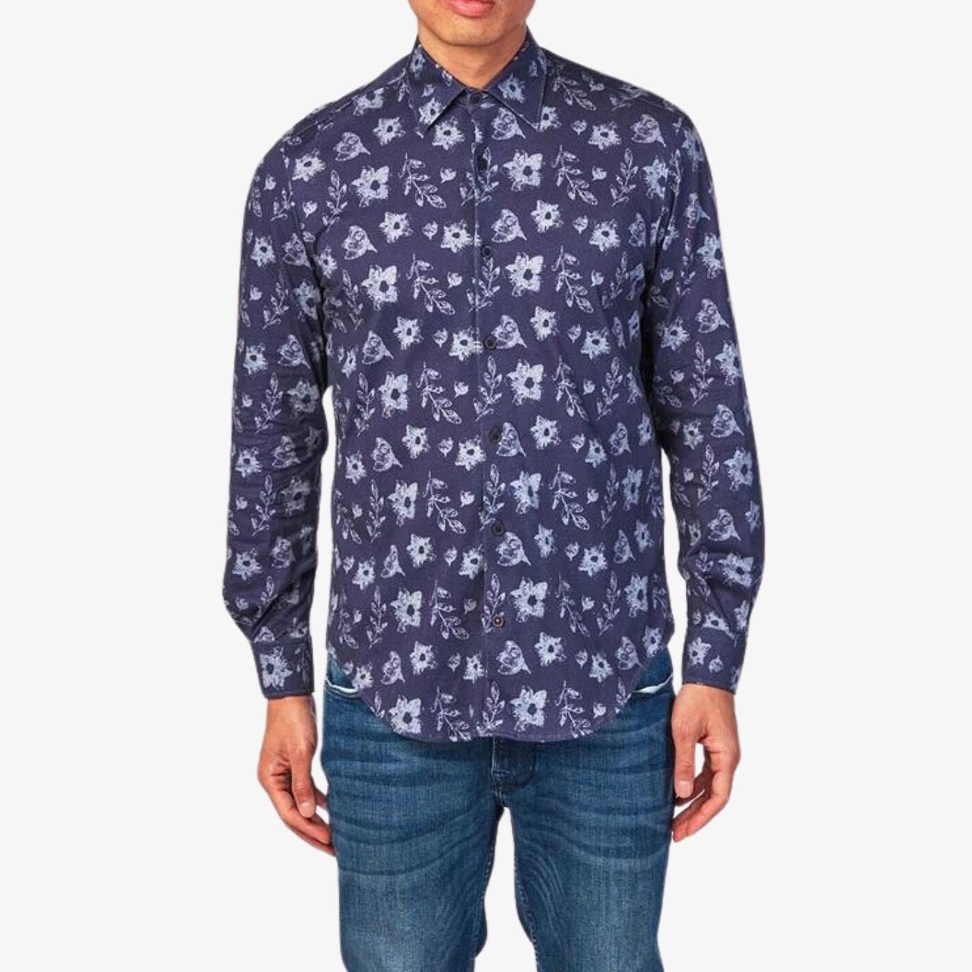 Long-sleeved shirt with fancy patterns SERGE BLANCO Blue