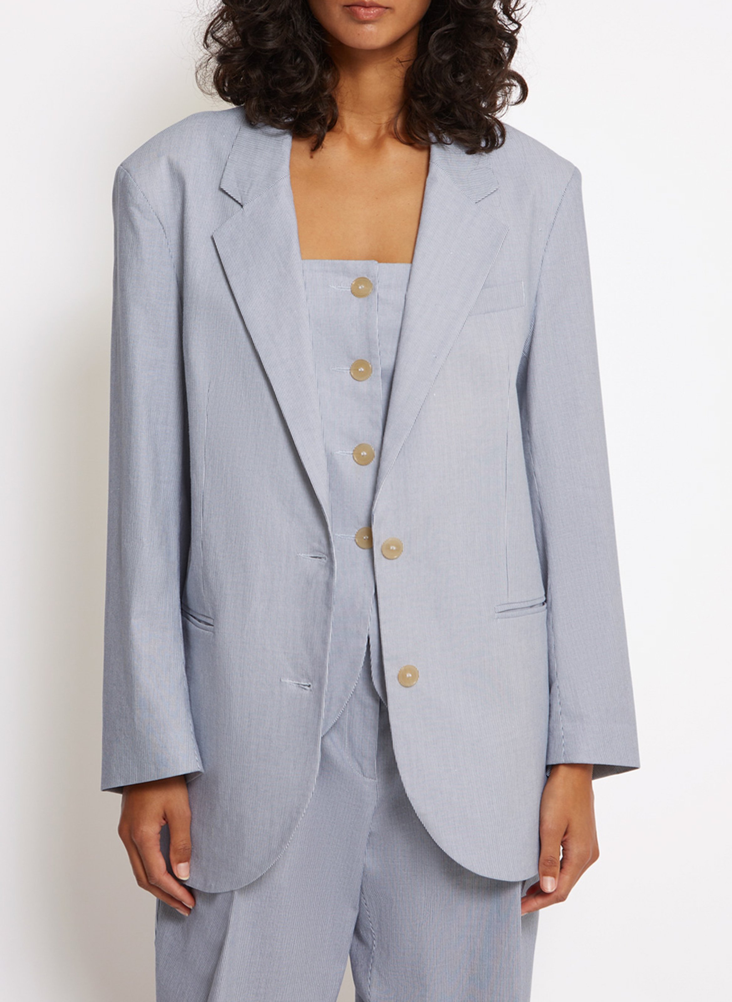 Veste de tailleut ajustée en lin mélangé ROSEANNA Blanc