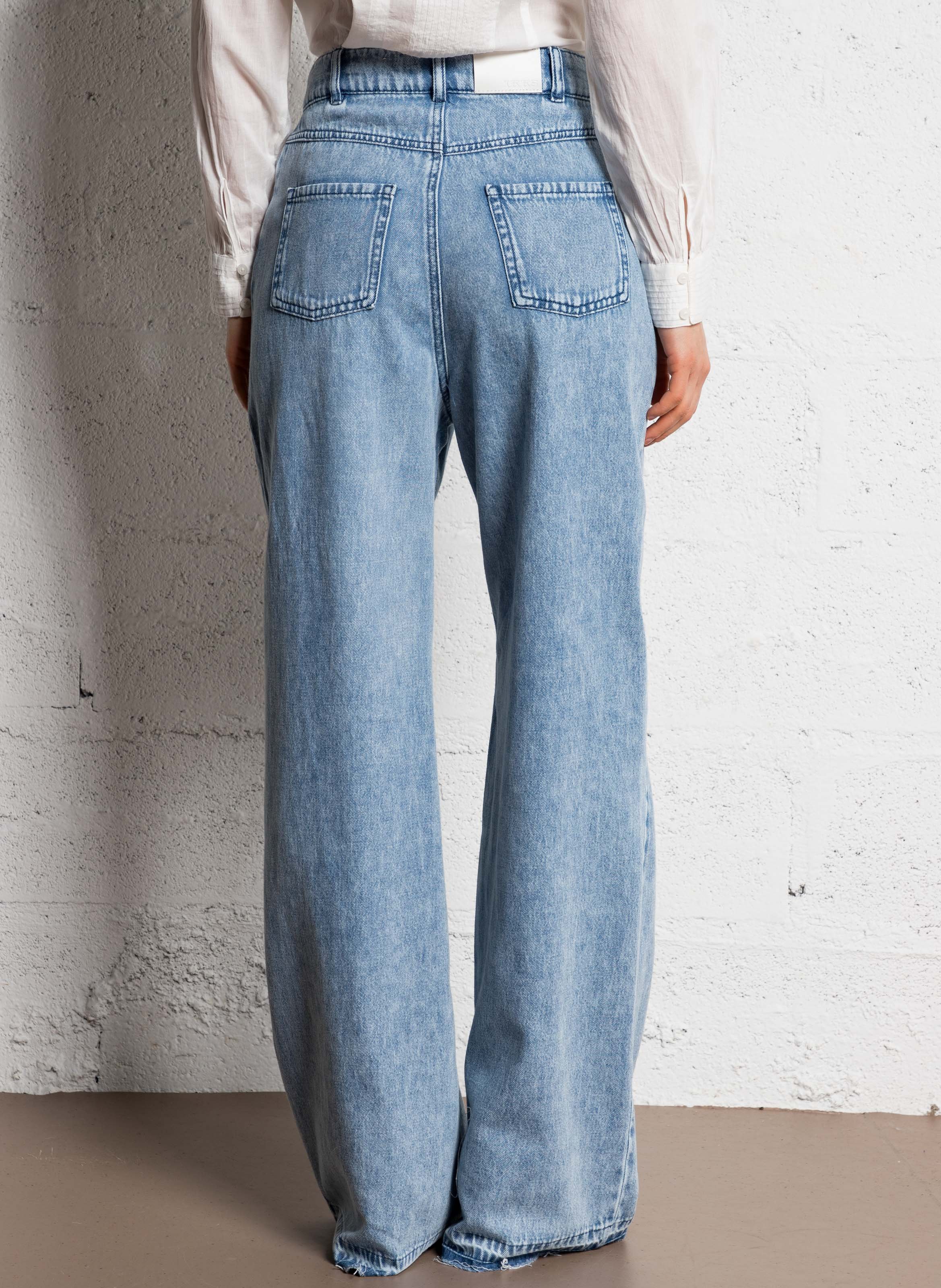 High-rise cotton-blend bootcut jeans IKKS Blue