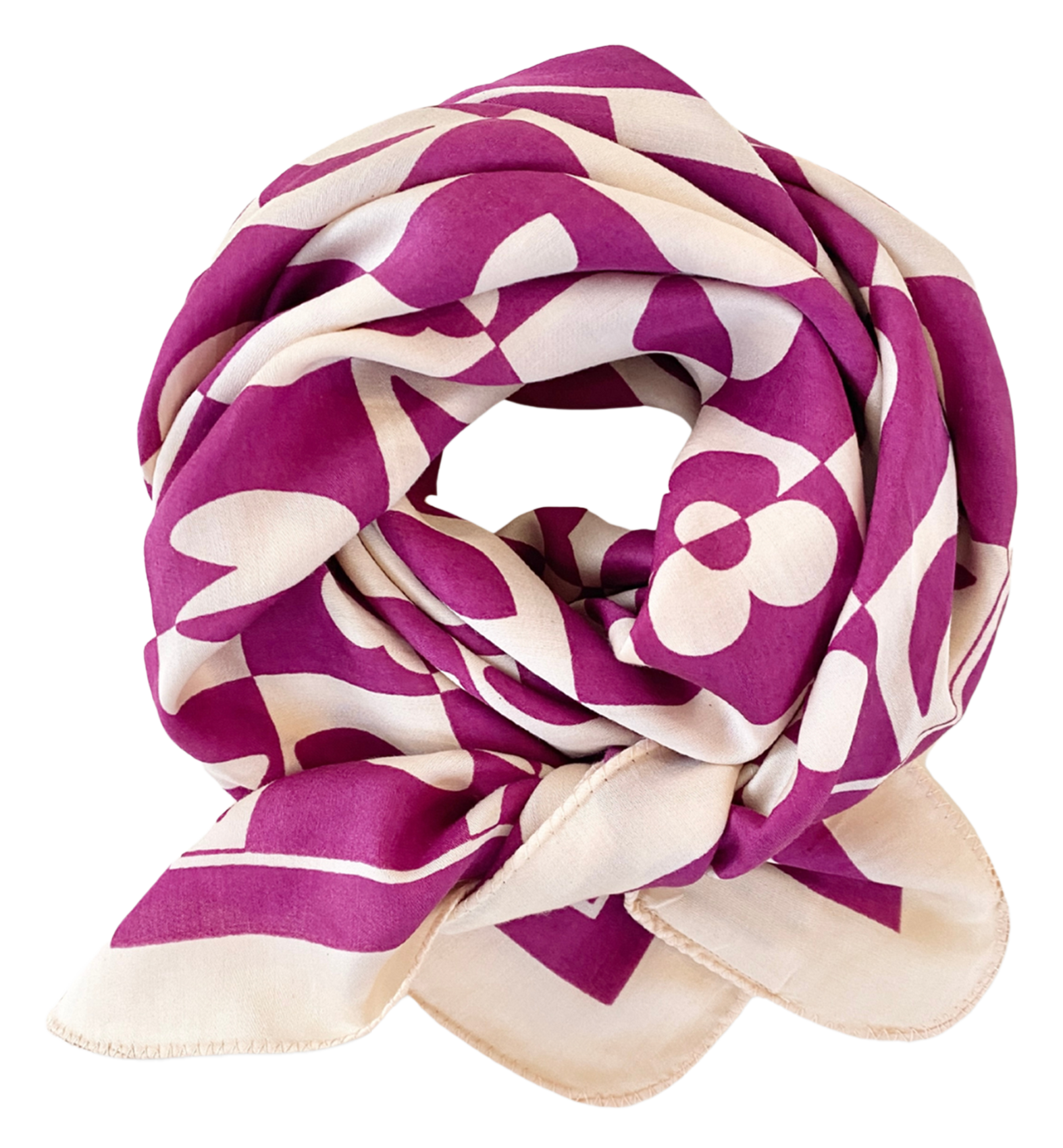Square scarf with patterns APACHES COLLECTIONS Pink