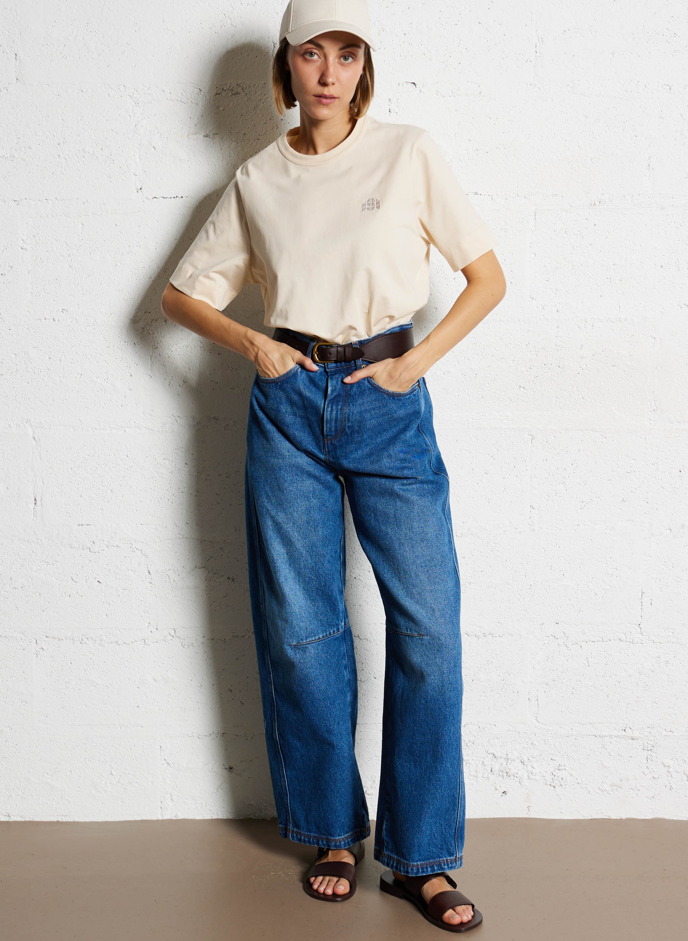 Wide leg cotton jeans SOEUR Blue