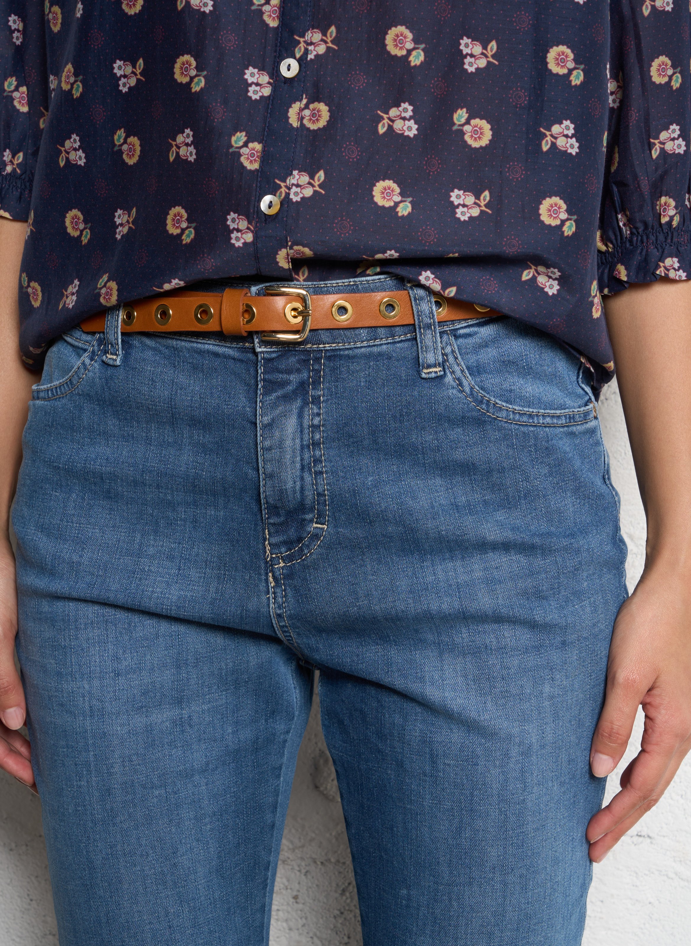 Ceinture en cuir HERBERT FRERE SOEUR Marron