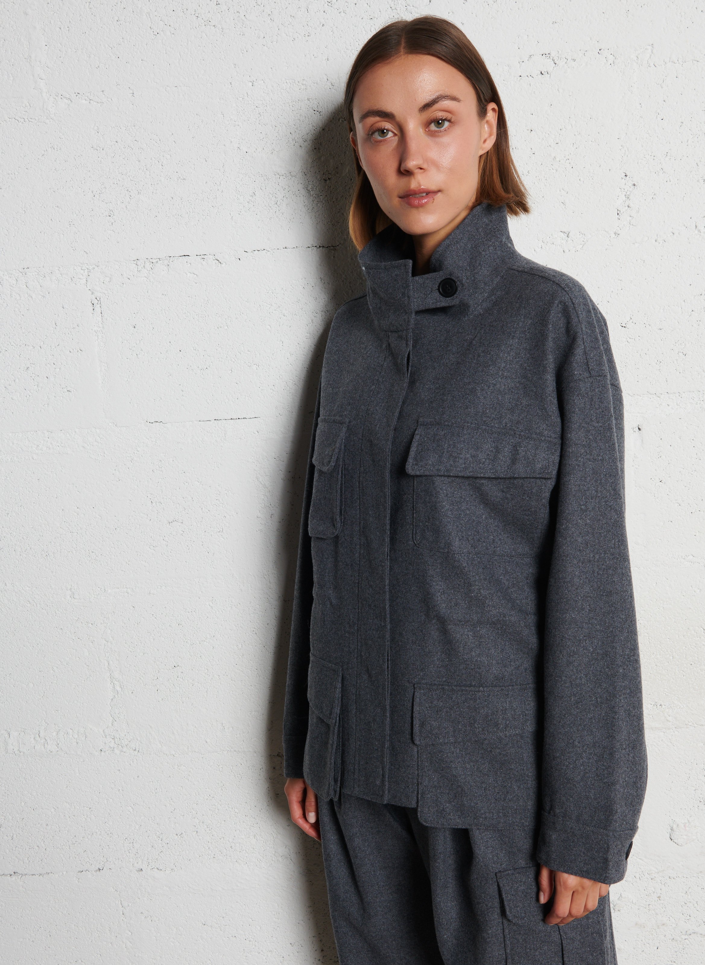 High-neck wool-blend jacket IKKS Grey