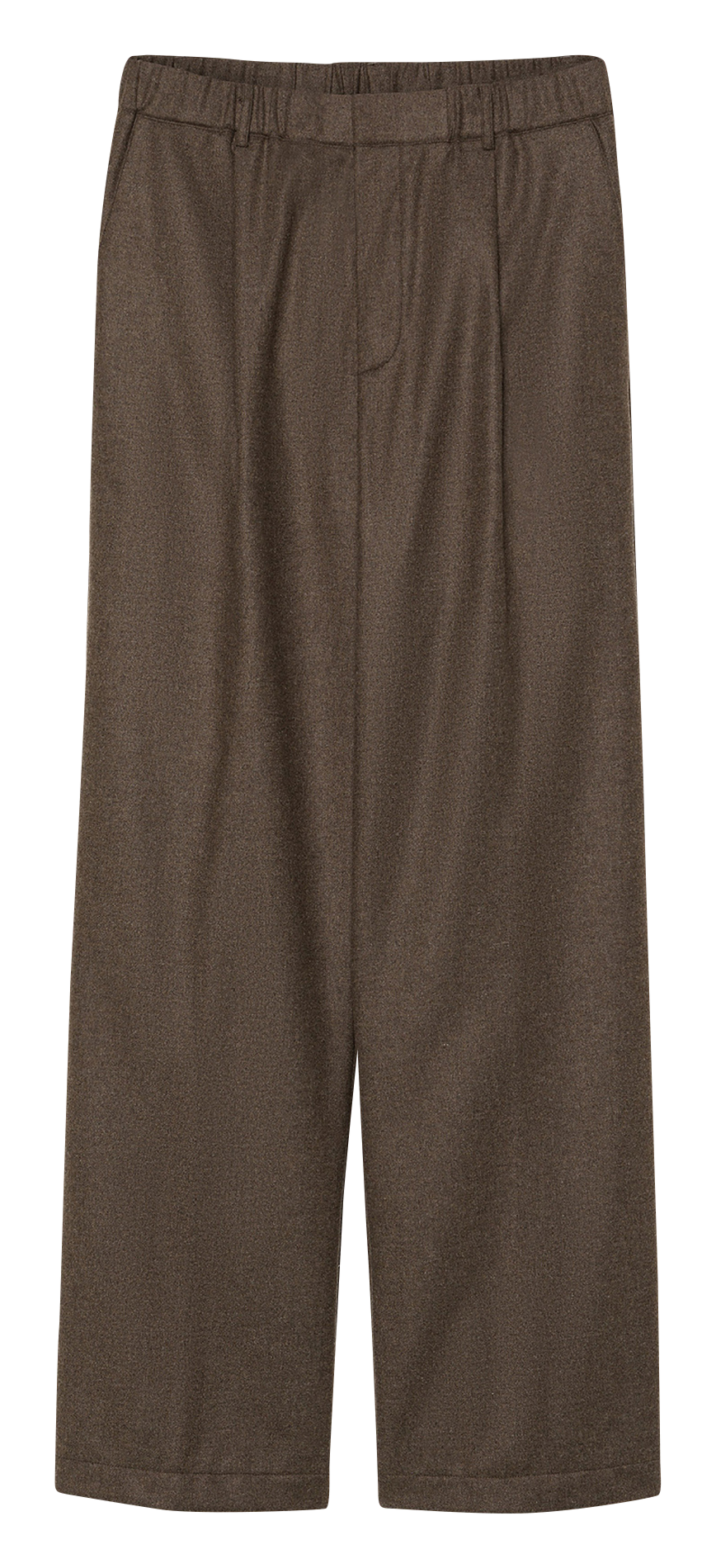 Pantalon taille haute uni à plis POMANDERE Marron