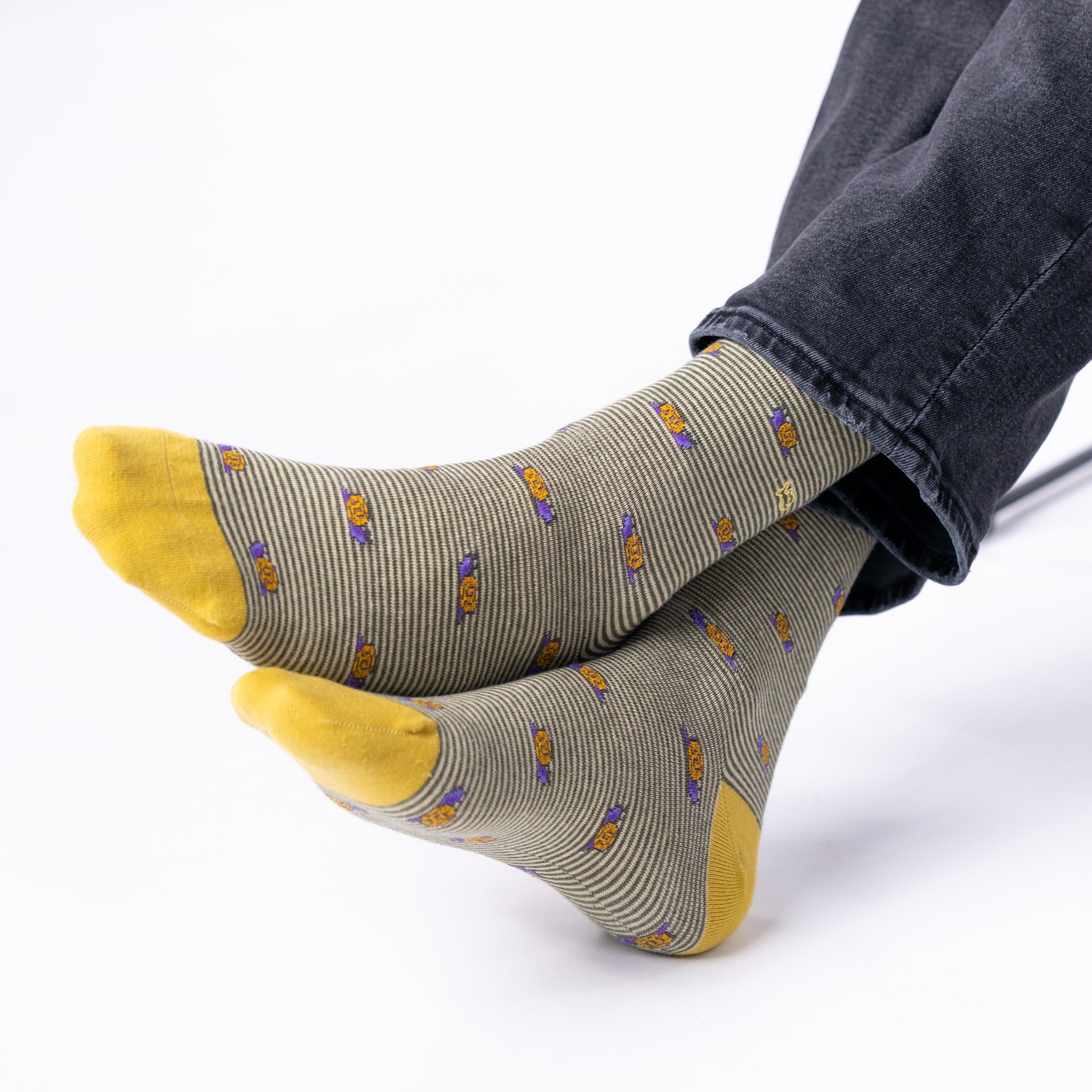 Combed Cotton Animal Socks Khaki