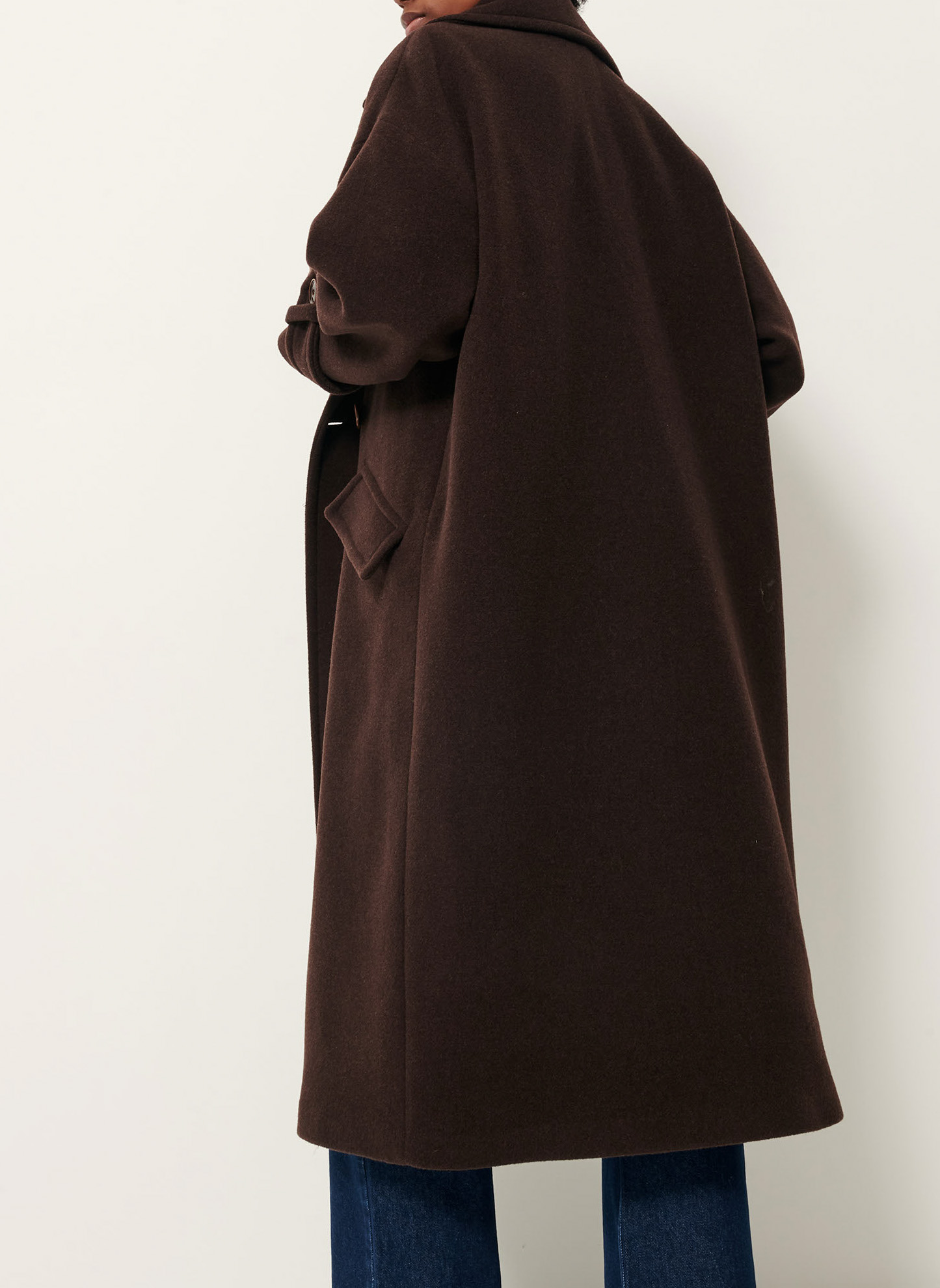 Oversized wool-blend coat with tailored collar SESSUN Brown