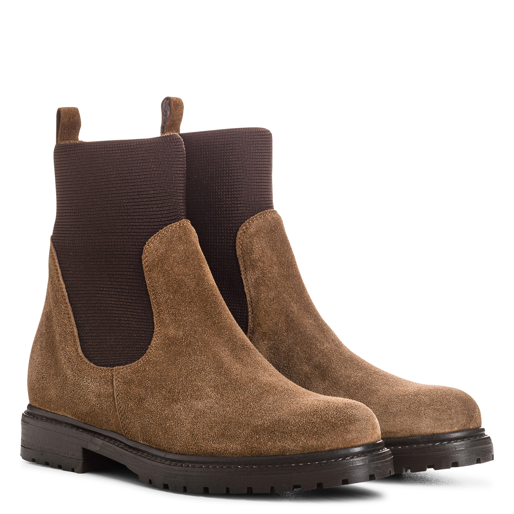 Effen leren enkellaarzen met textuur REQINS Bruin