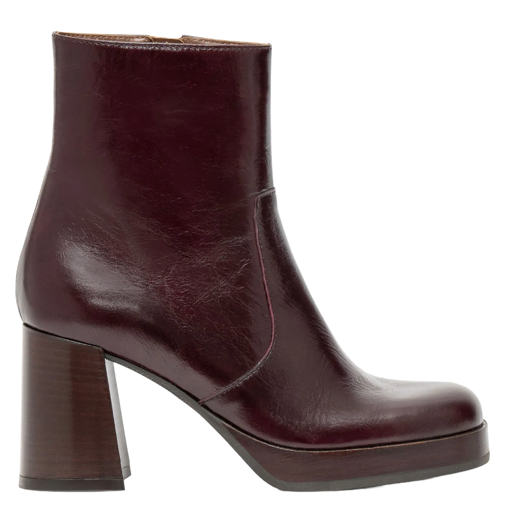 Patent leather platform boots BOCAGE Brown