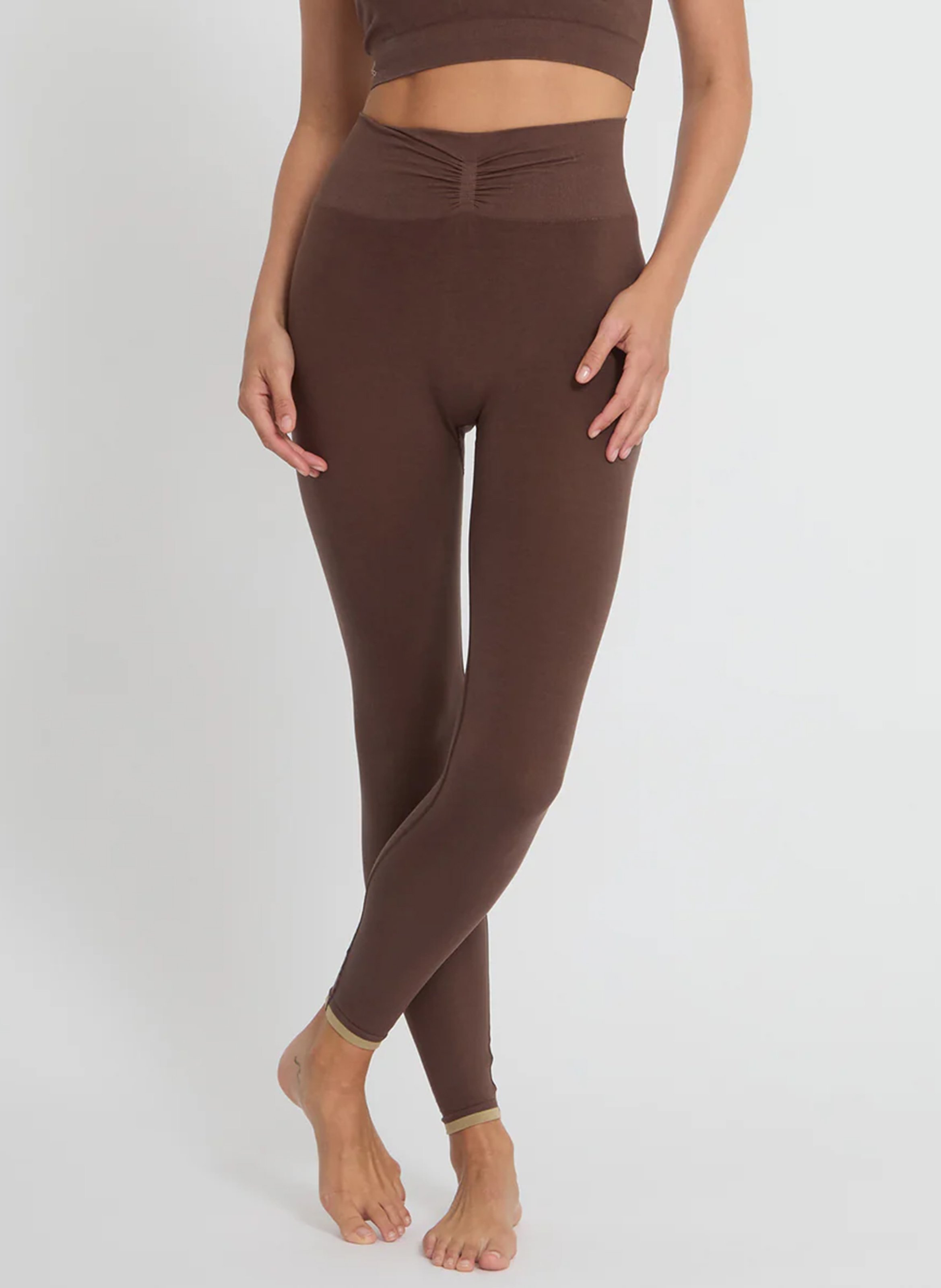 Legging stretch uni effet push-up YOGA SEARCHER Marron