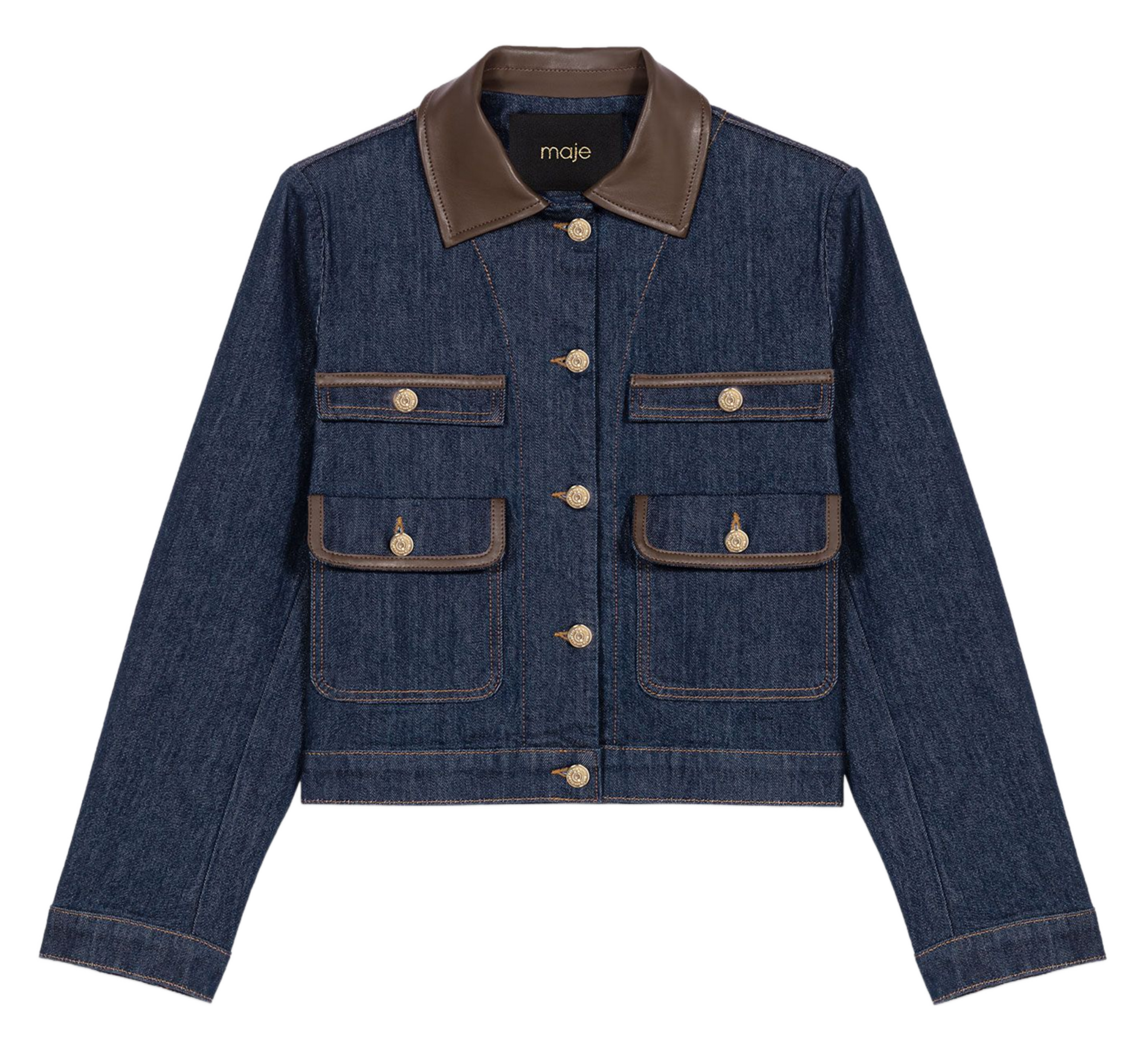 Veste en jean col classique MAJE Bleu