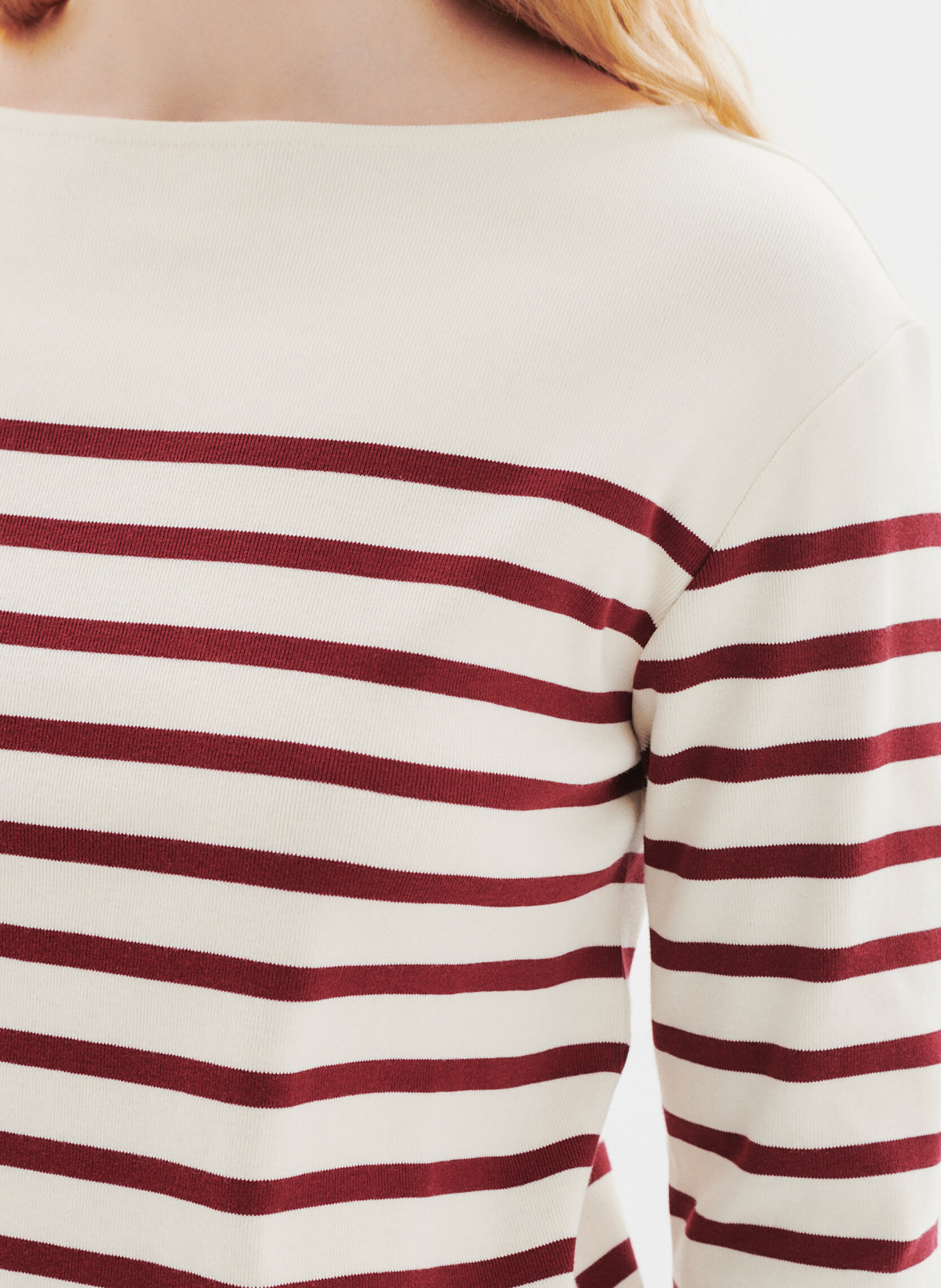 Boat-neck cotton T-shirt CAROLL Red