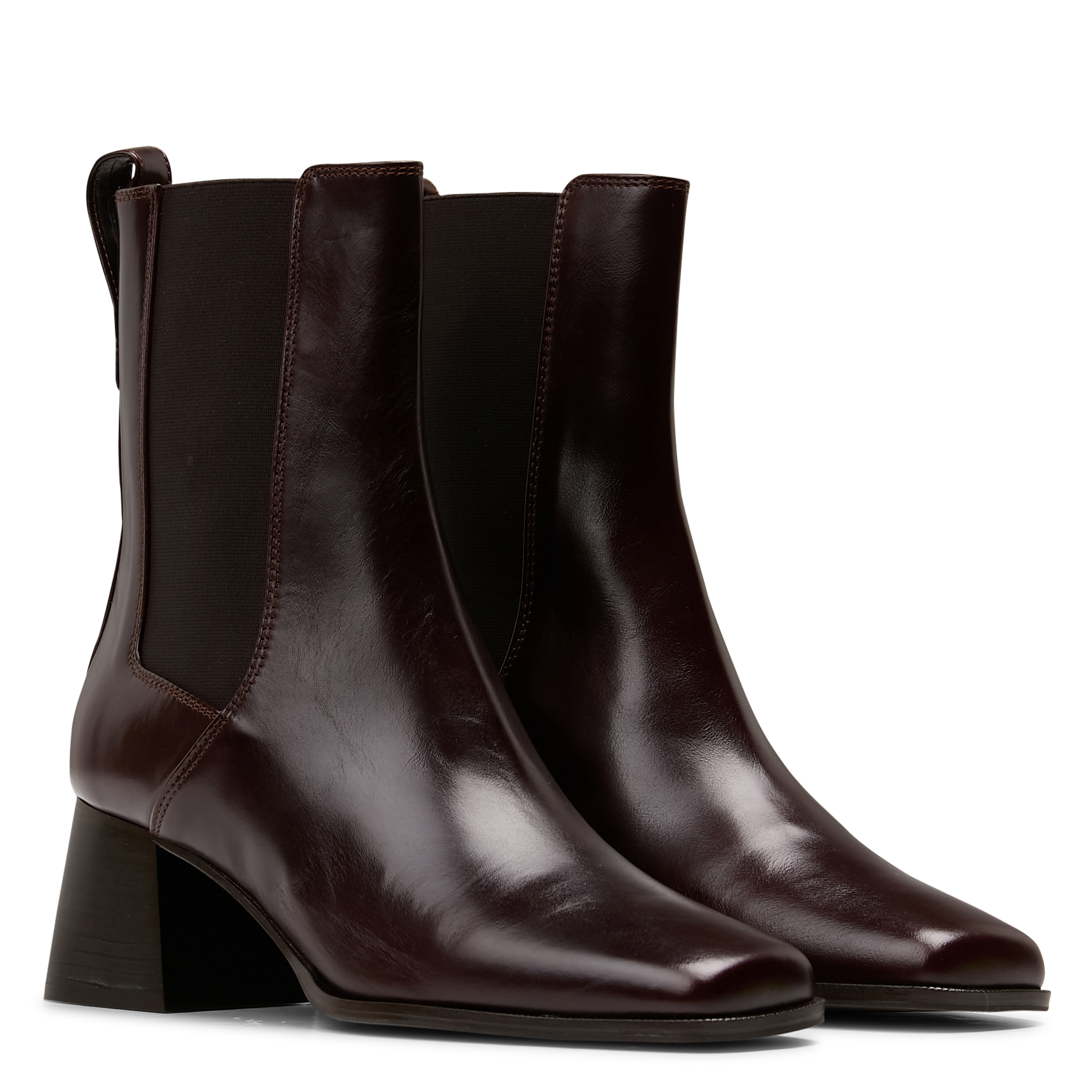 Bottines à talons à bouts carré en cuir BOBBIES Marron