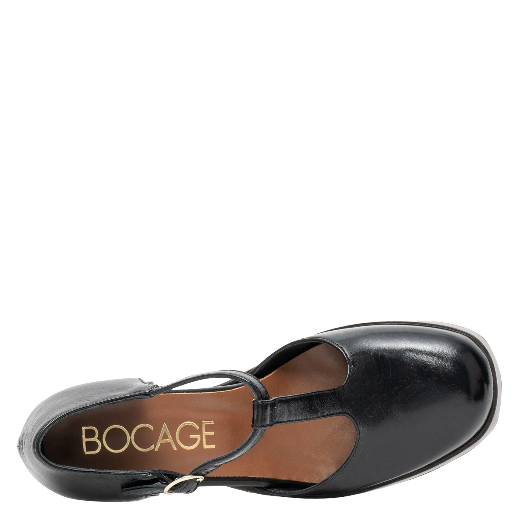 Open-toe plain leather pumps BOCAGE Black