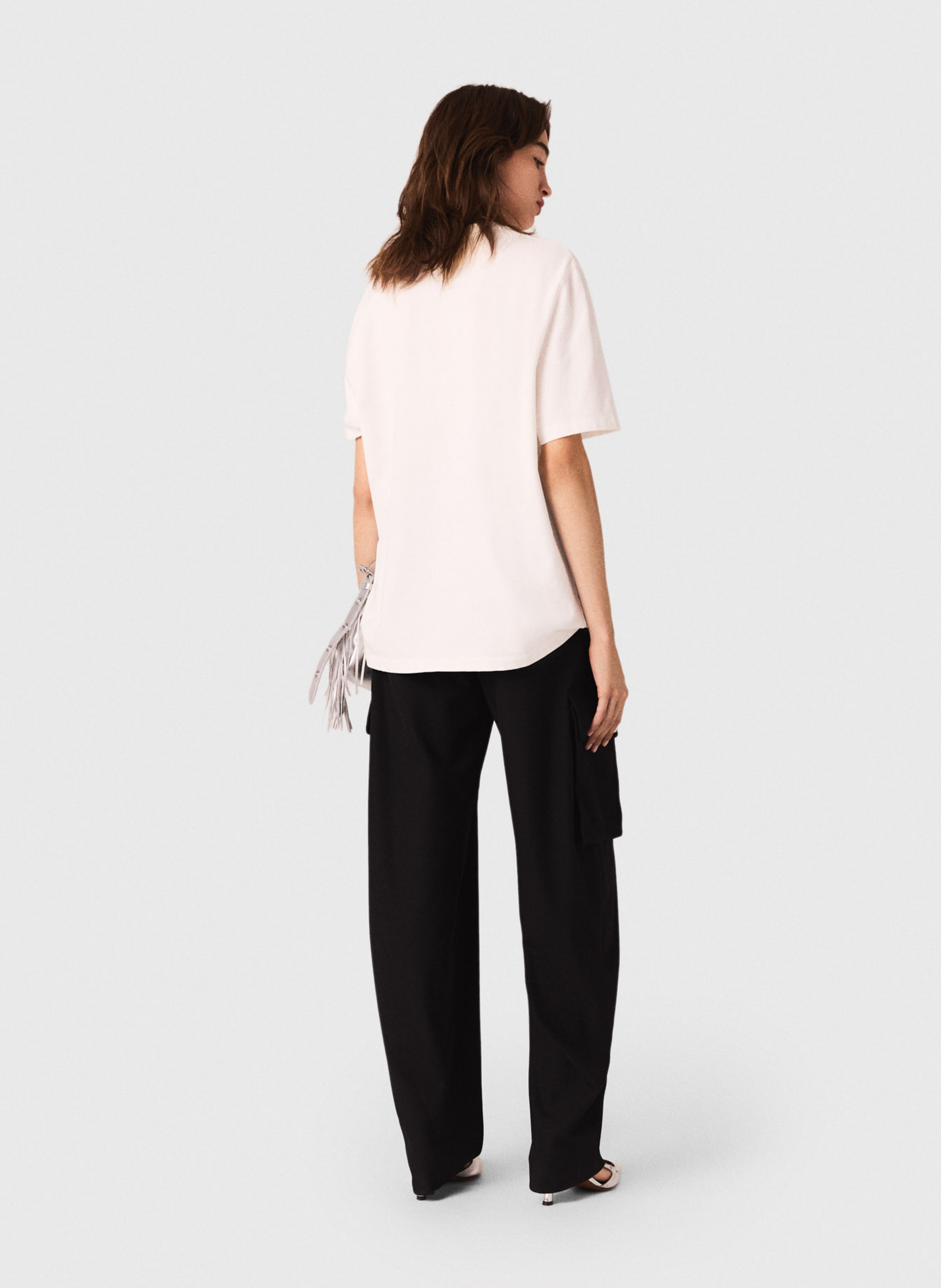 Katoenen T-shirt met korte mouwen en print MAJE Wit