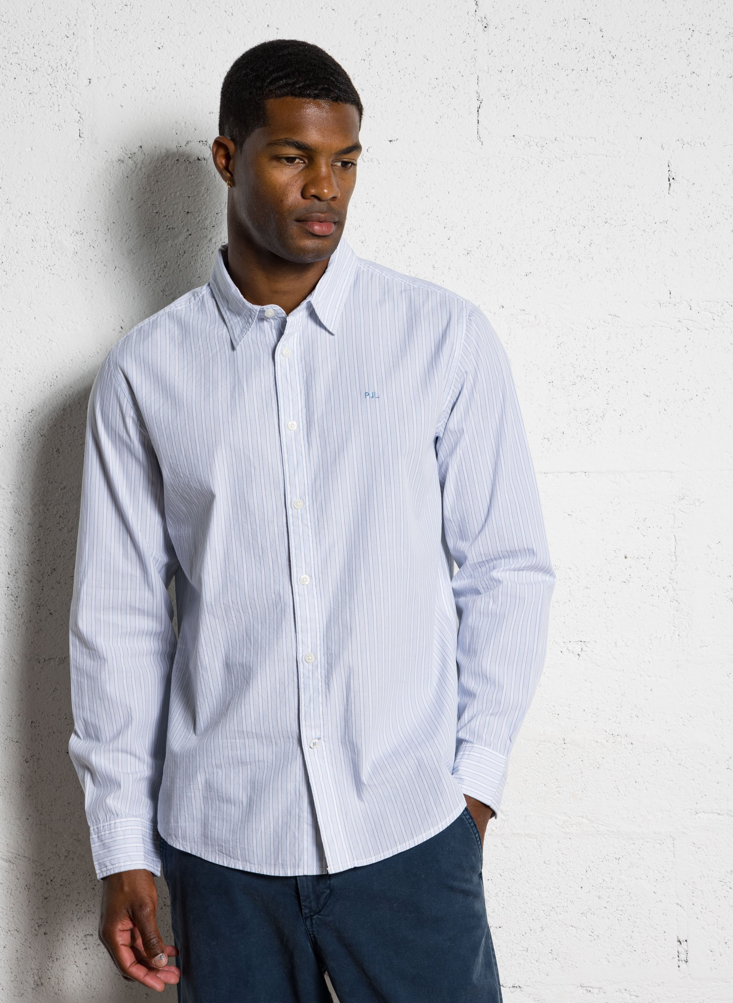 Buttoned striped decorated shirt with long sleeves PEPE JEANS Blue