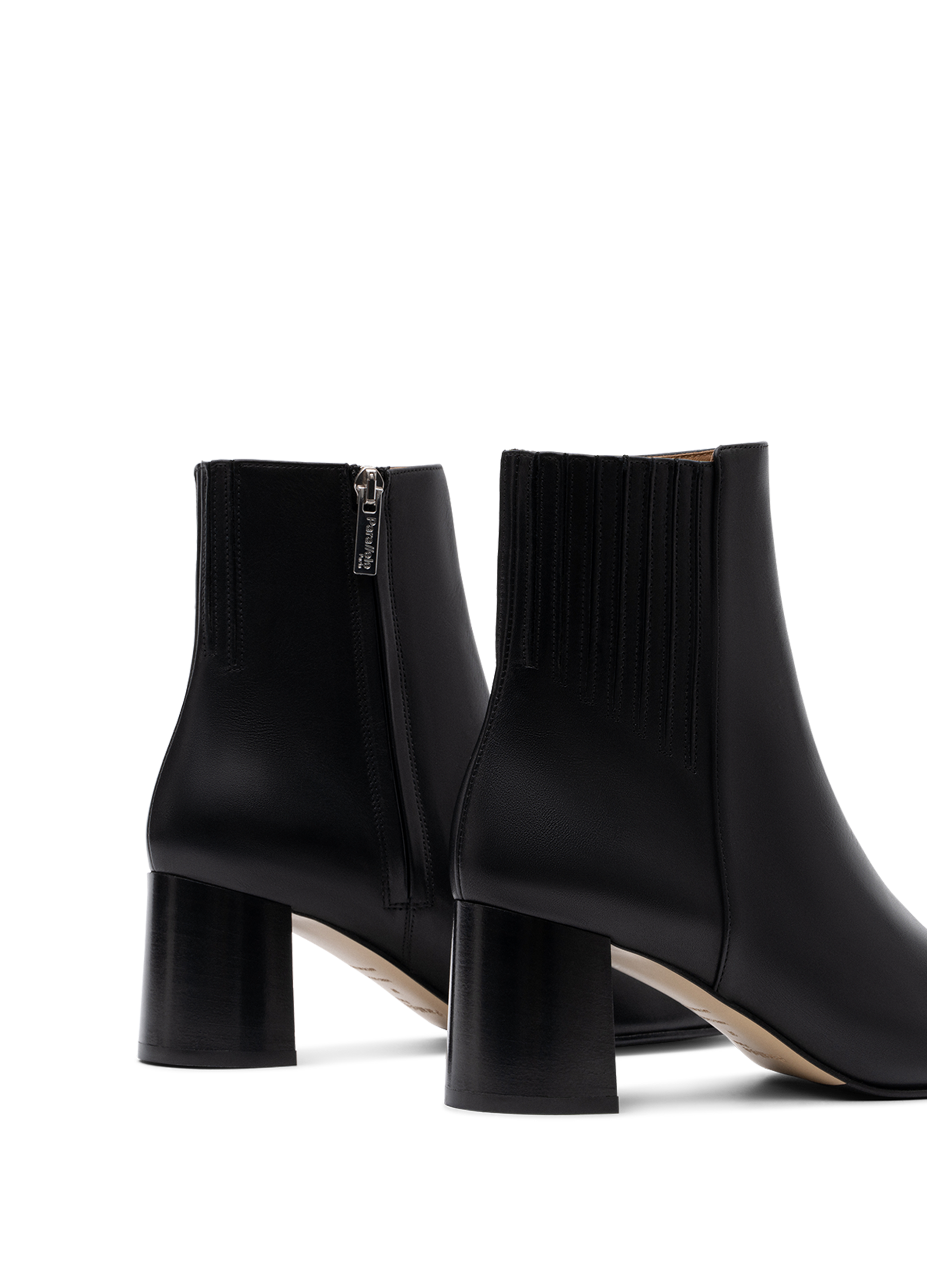Smooth black calf leather ankle boots PARALLELE PARIS Black