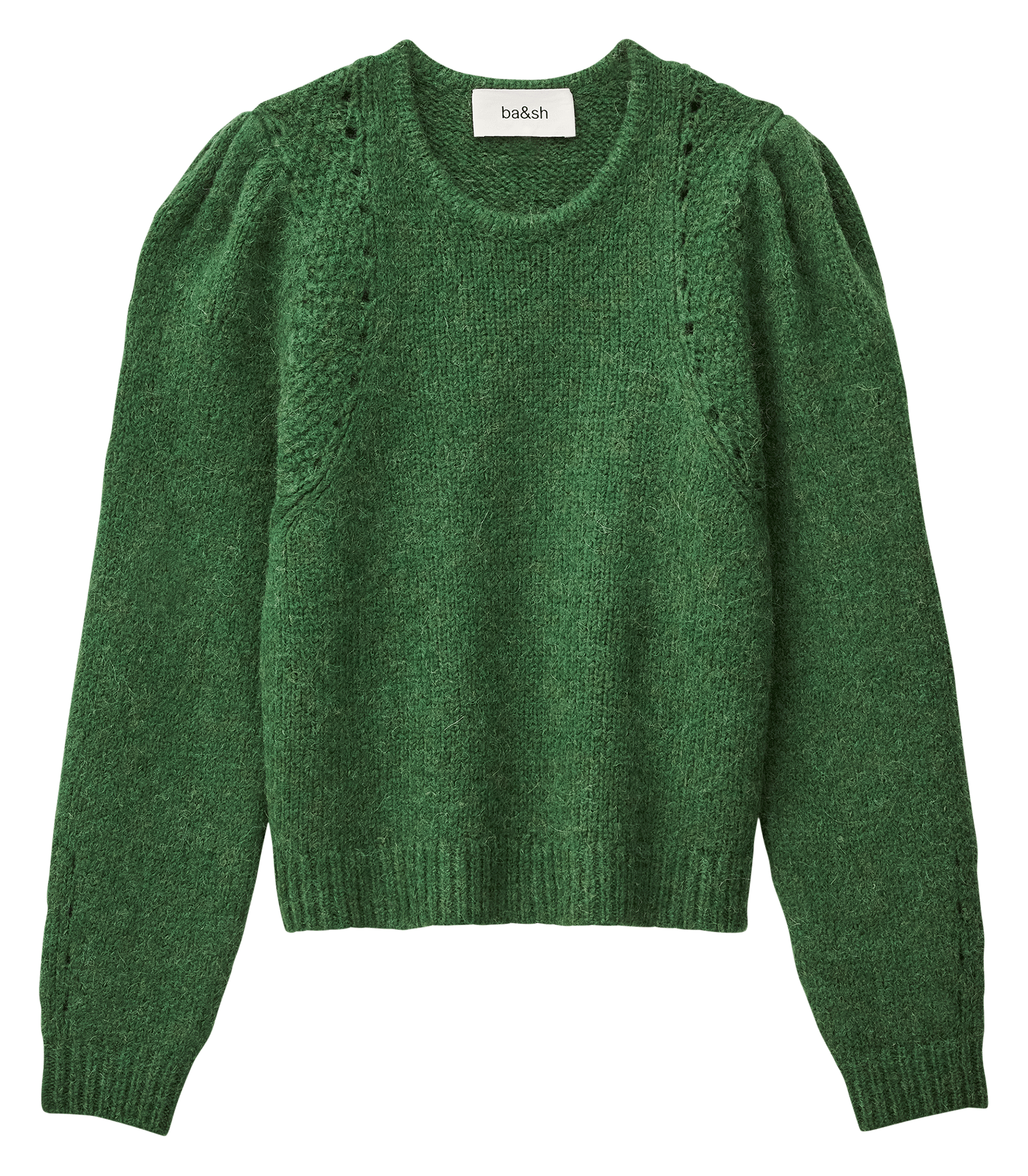 Pull court droit en laine mélangée BA&SH Vert