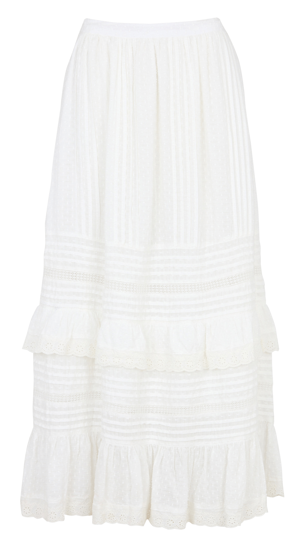 Jupe midi en coton MAISON HOTEL Blanc