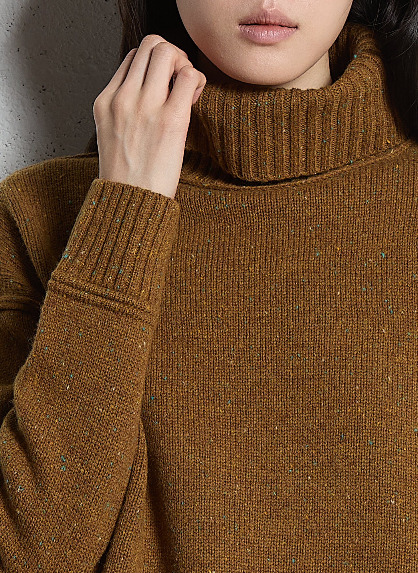 Pull ample col roulé moucheté en laine MAISON 123 Vert