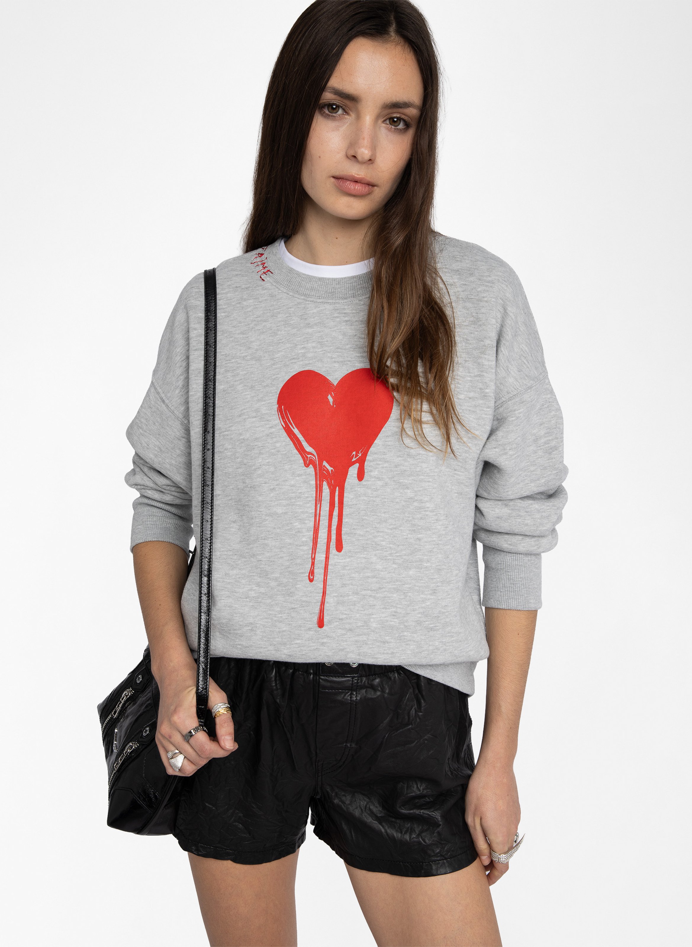Round-neck printed sweatshirt with embroidery ZADIG&VOLTAIRE Grey